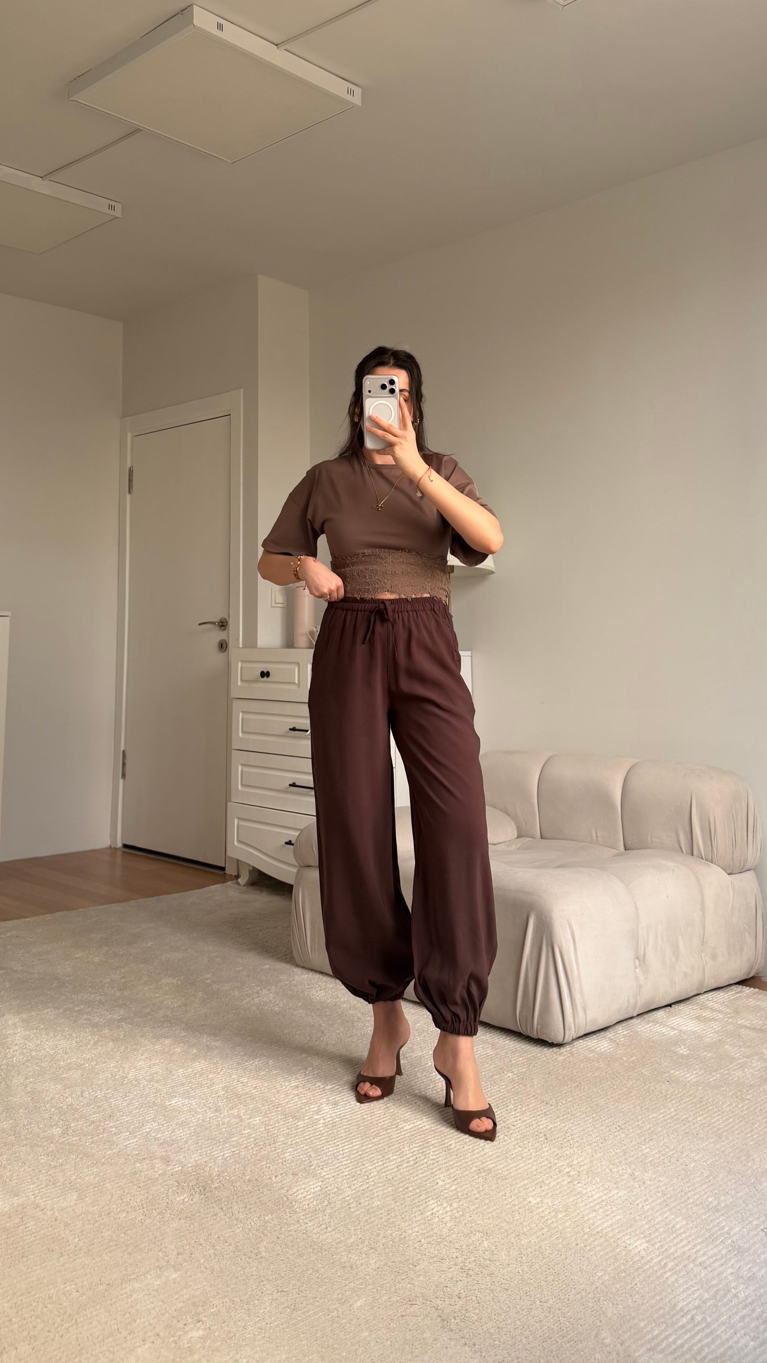Acı Kahve Tensel Jogger Pantolon