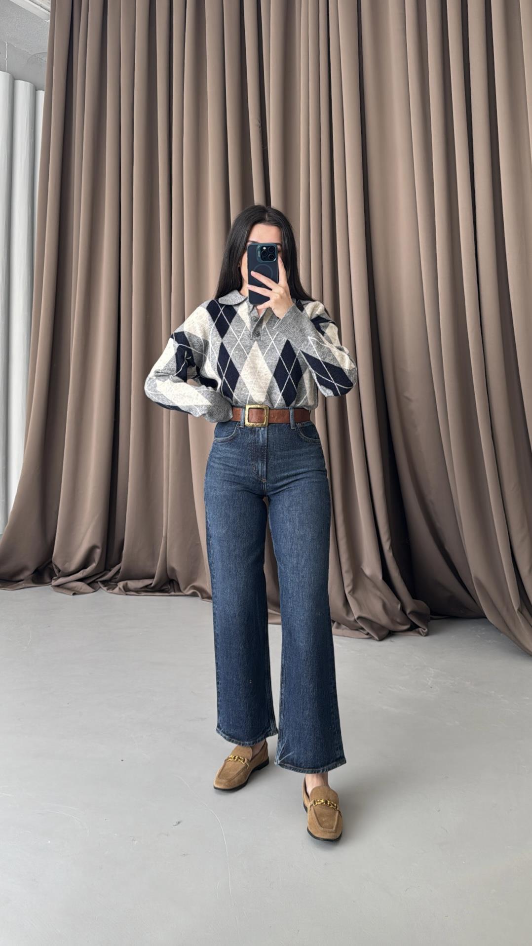 Ade Lacivert Yüksek Bel Straight Leg Jean 