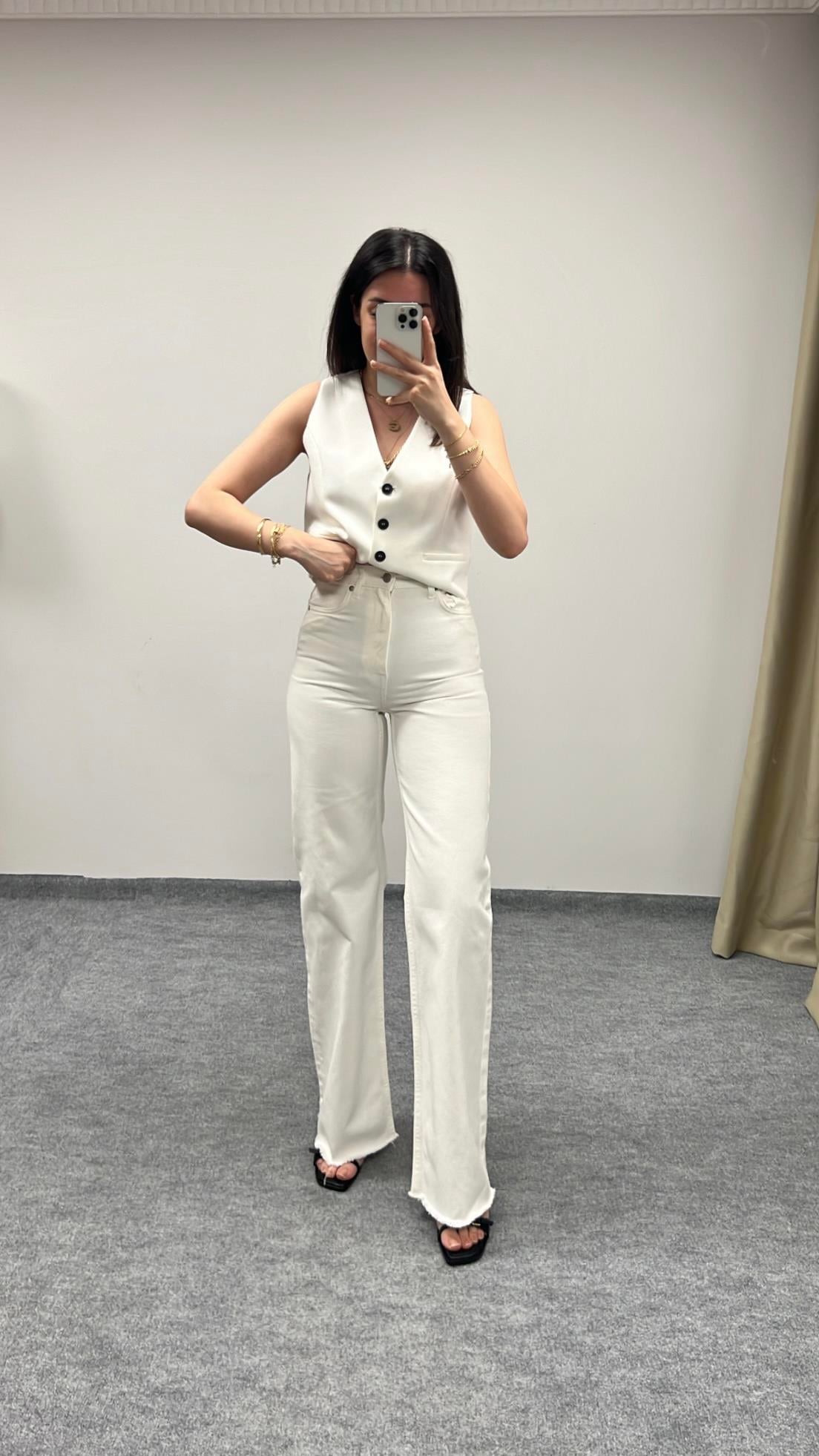 Aket Beyaz Palazzo Jean