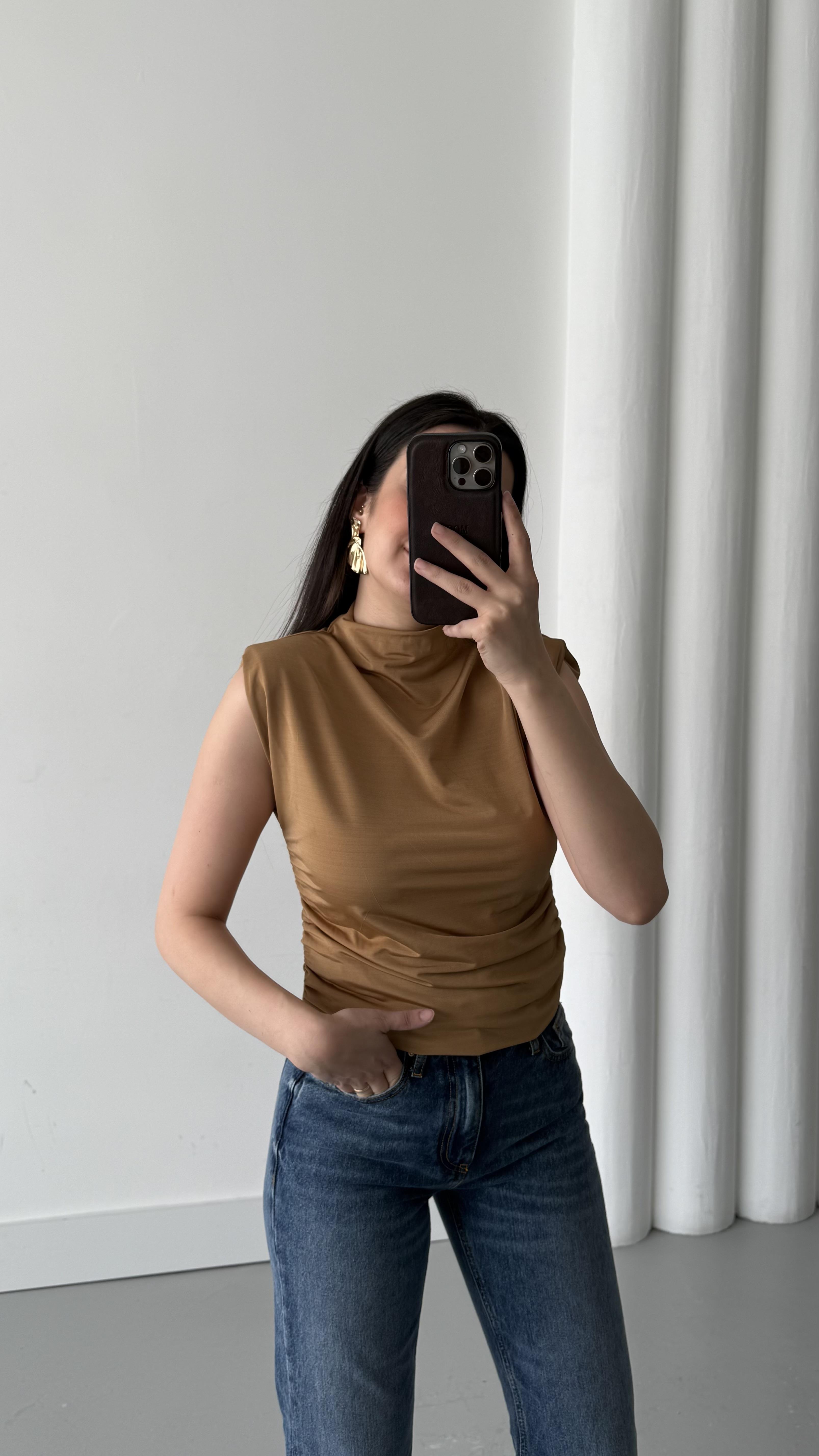 Aket Camel Vatkalı Bluz