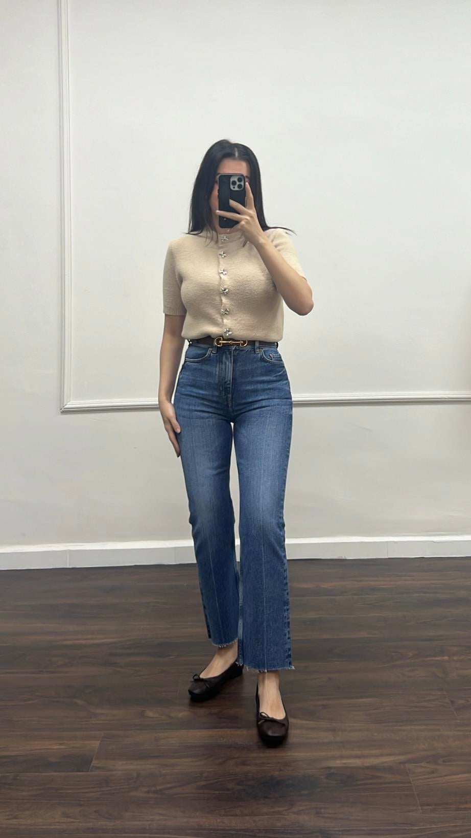 Aket Koyu Mavi Flare Jean