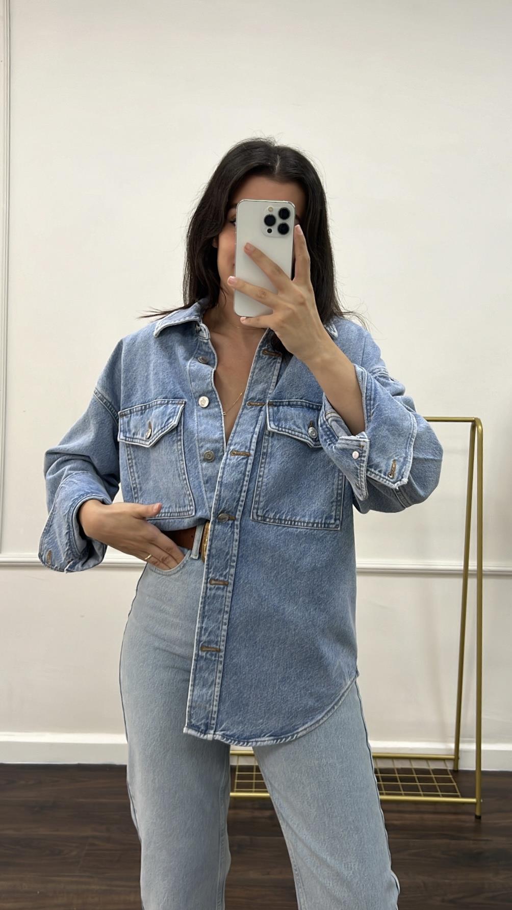 Aket Mavi Denim Gömlek/Ceket