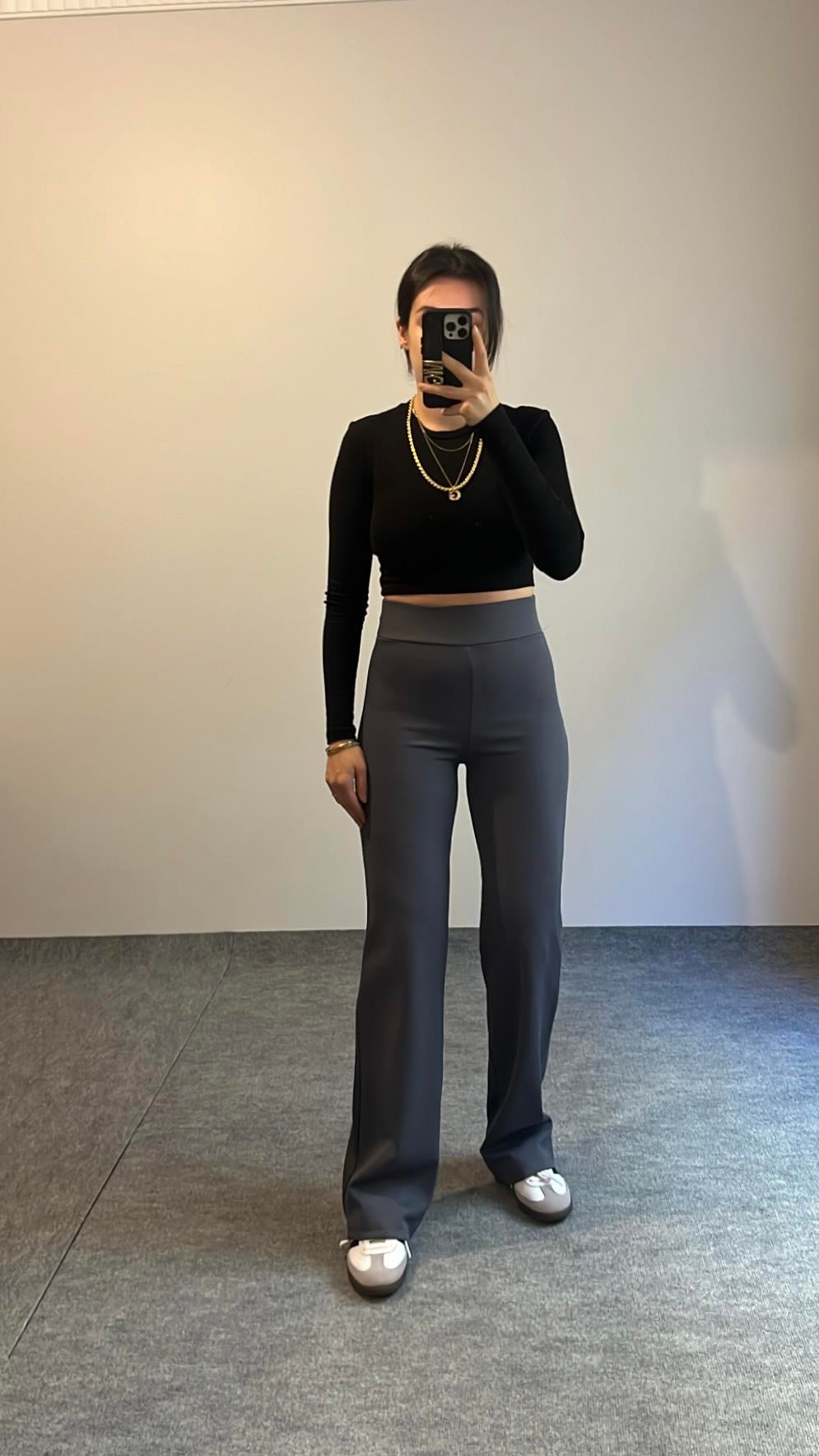 ANTRASİT FİTİLLİ İÇİ ŞARDONLU PALAZZO