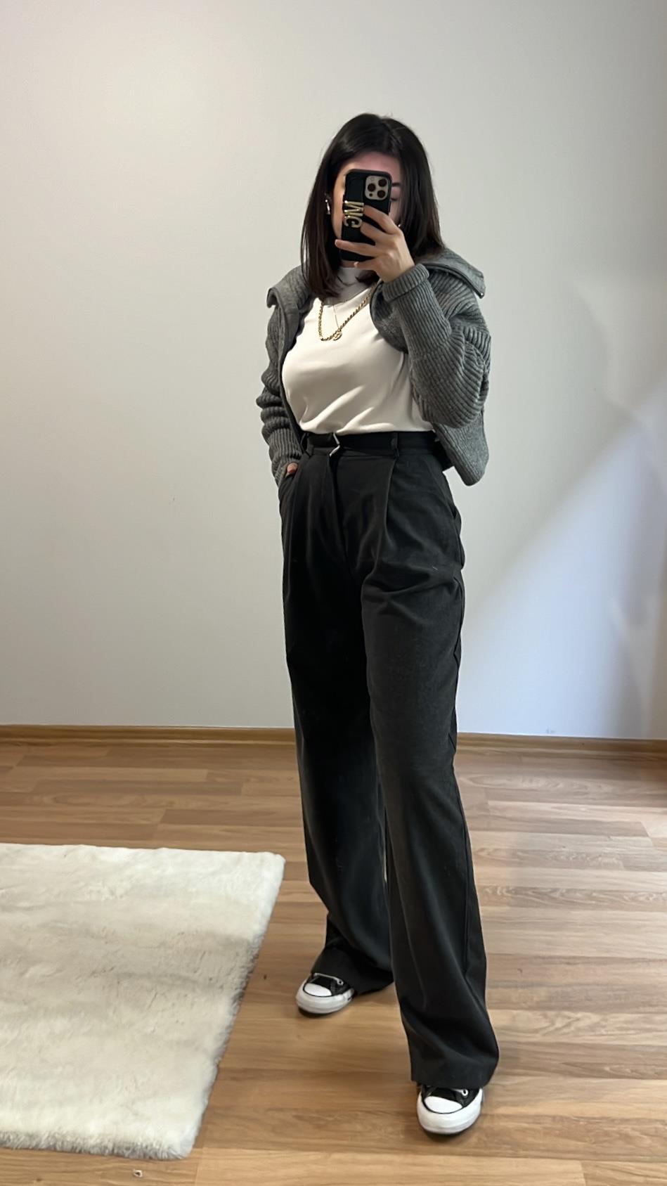 ANTRASİT KIŞLIK PALAZZO PANTOLON