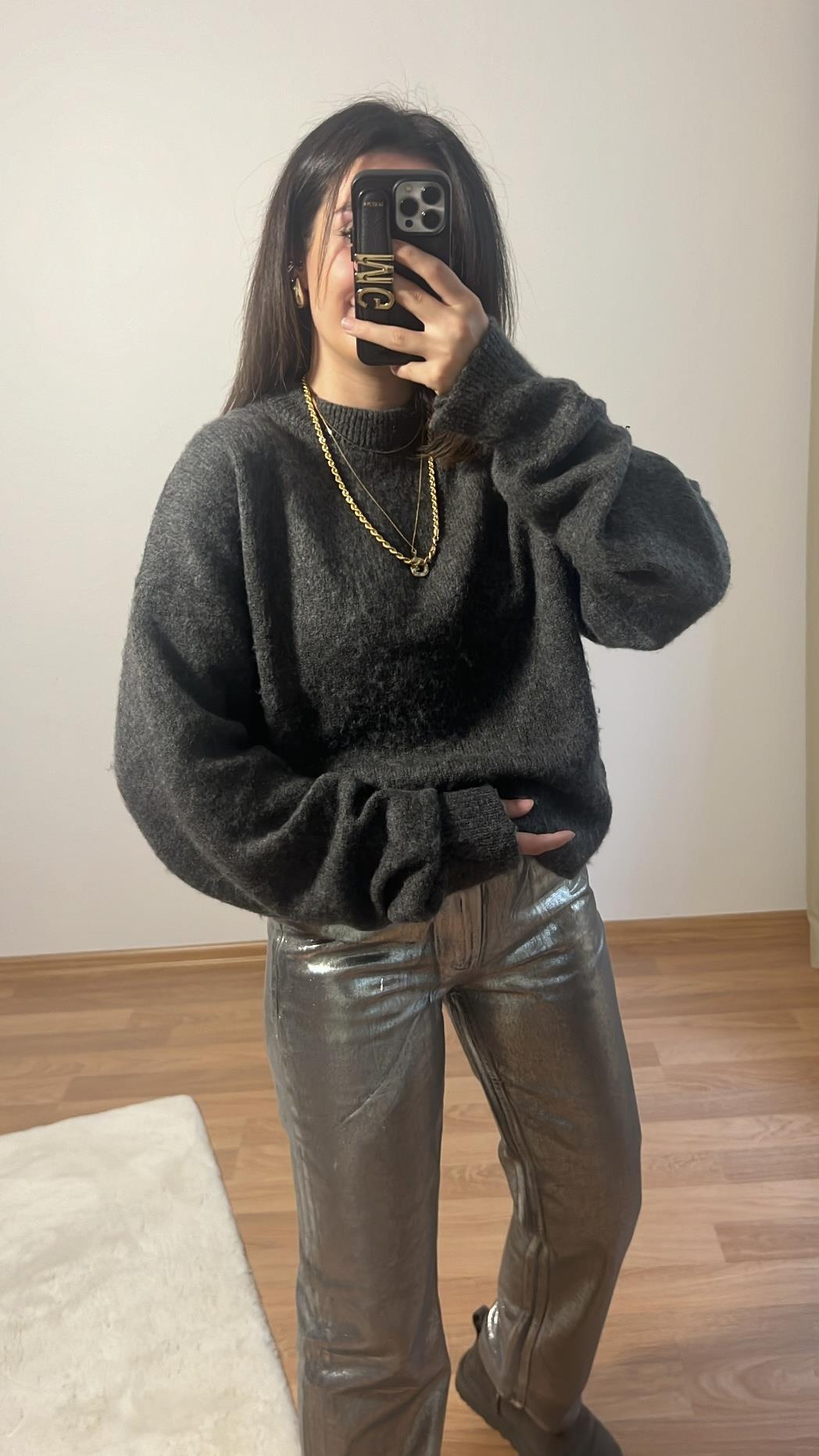 ANTRASİT YUMUŞAK ÖRGÜ KAZAK