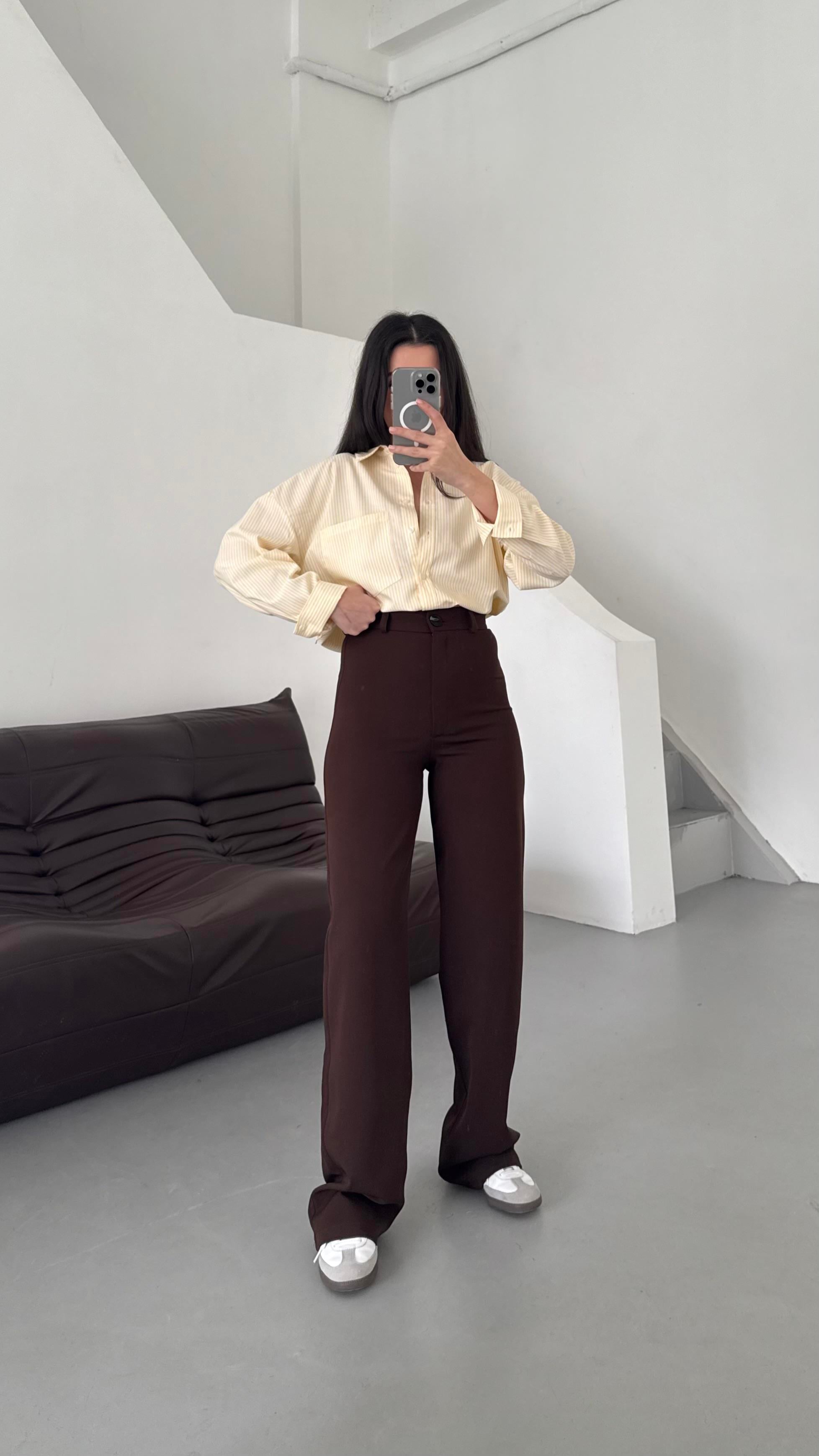 Ays Acı Kahve Ultra Yüksek Bel Straight Pantolon