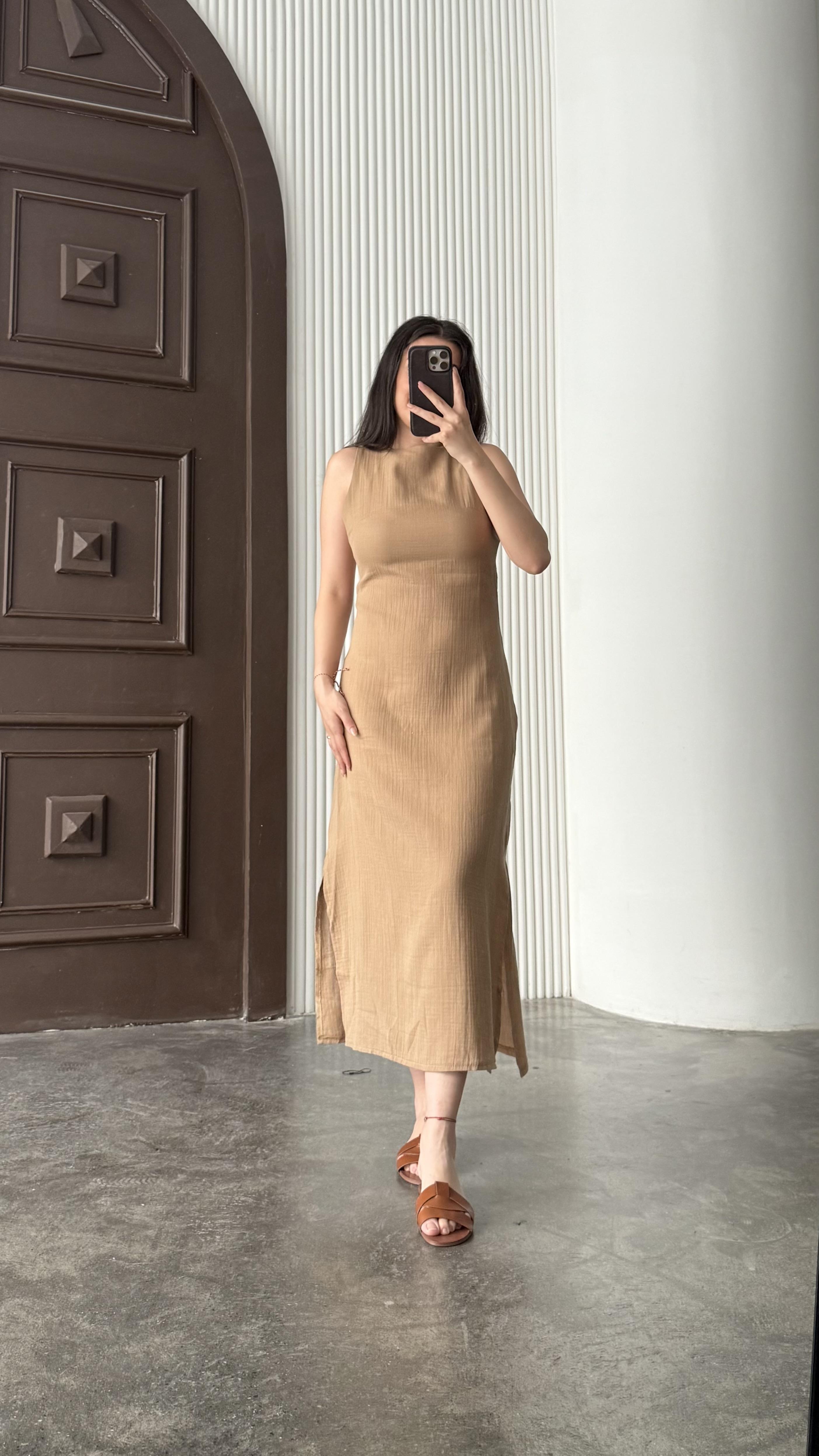 Ays Vizon Müslin Midi Elbise