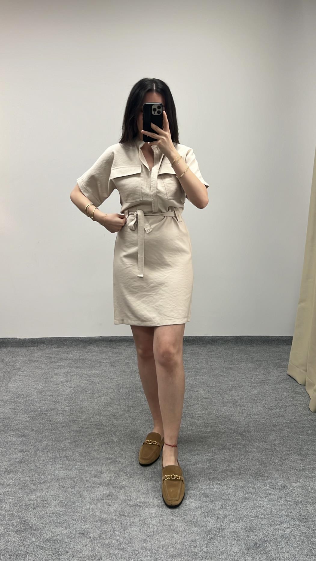 Bag Hakim Yaka Toprak Tensel Elbise