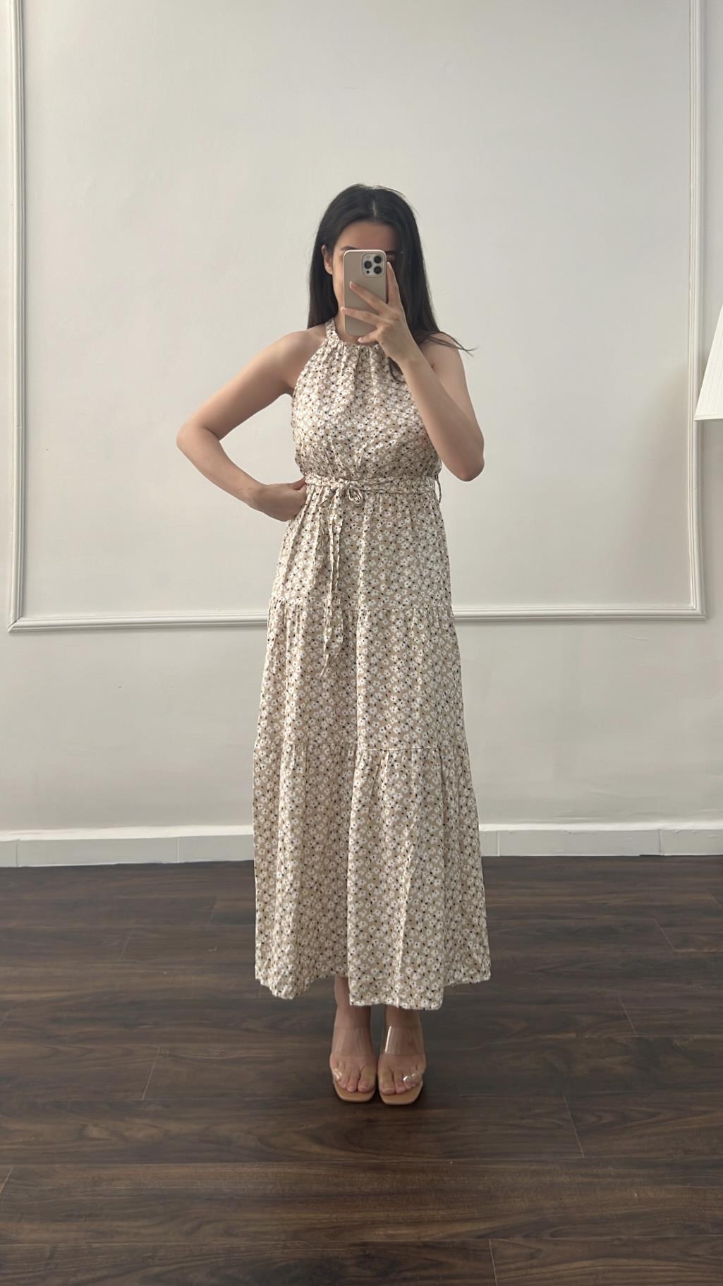 Bali Minik Çiçekli Midi Elbise