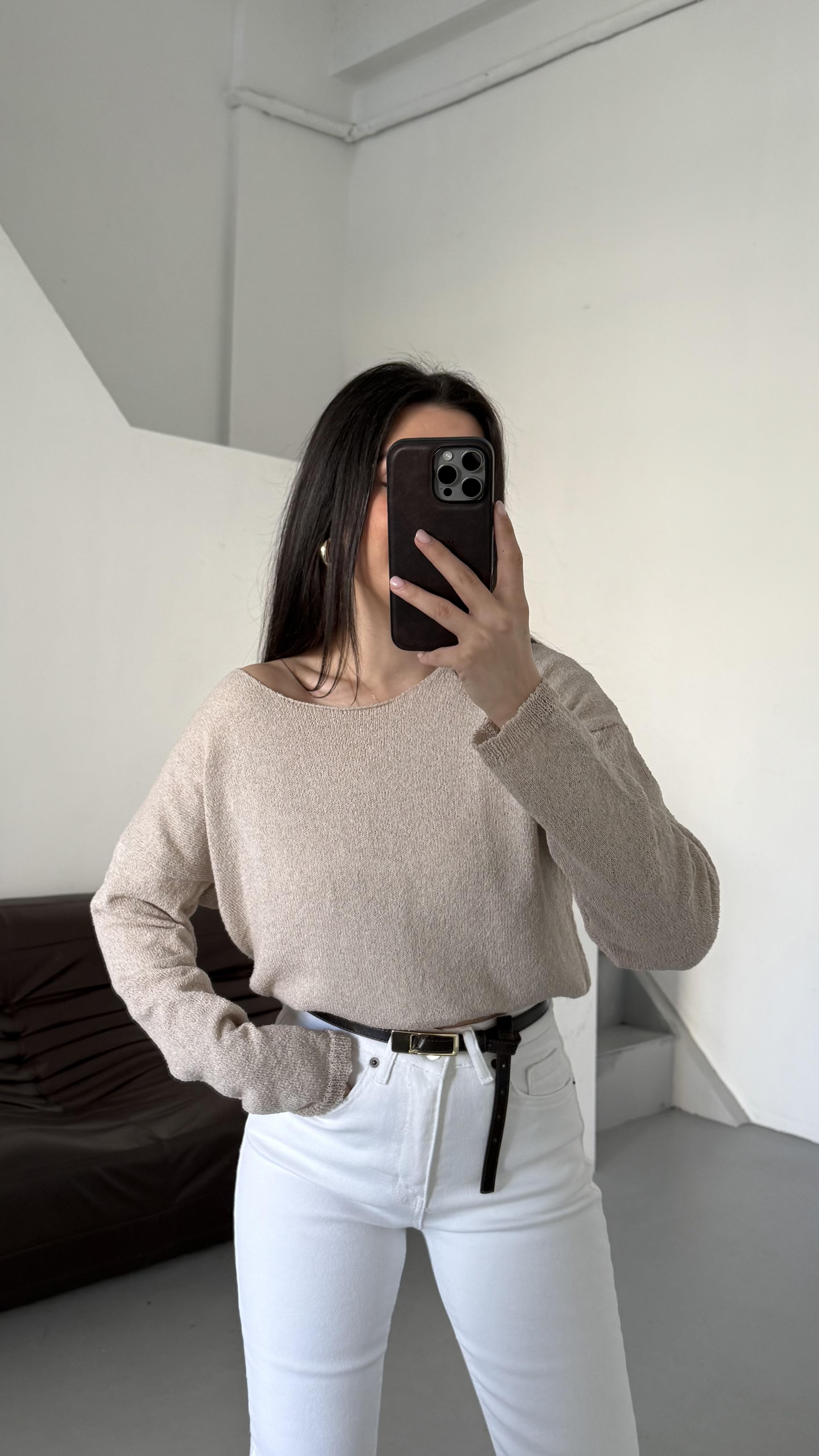 Bej Mevsimik Merserize Triko 