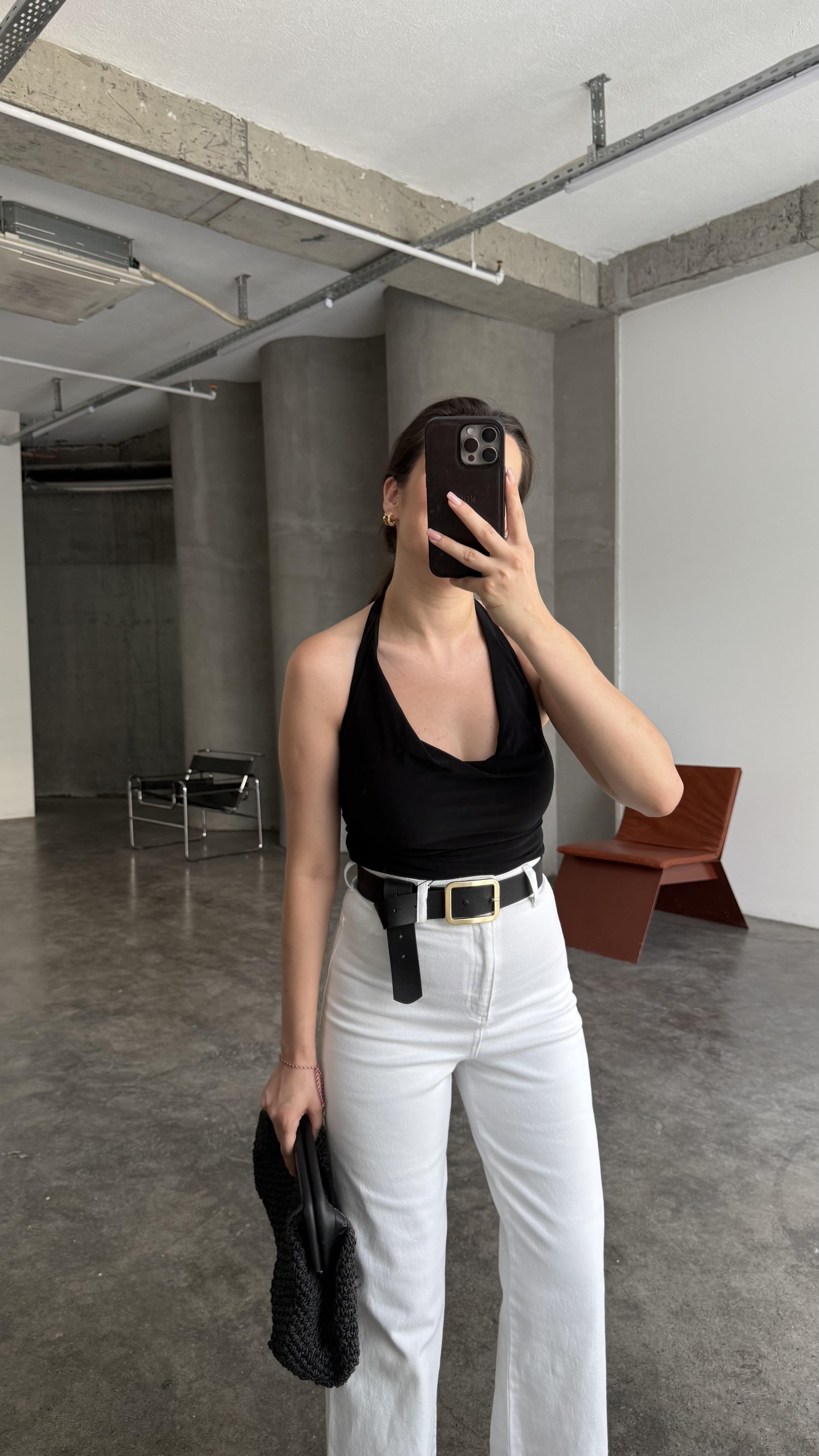 BERS Siyah Degaje Yaka Dökümlü Bluz