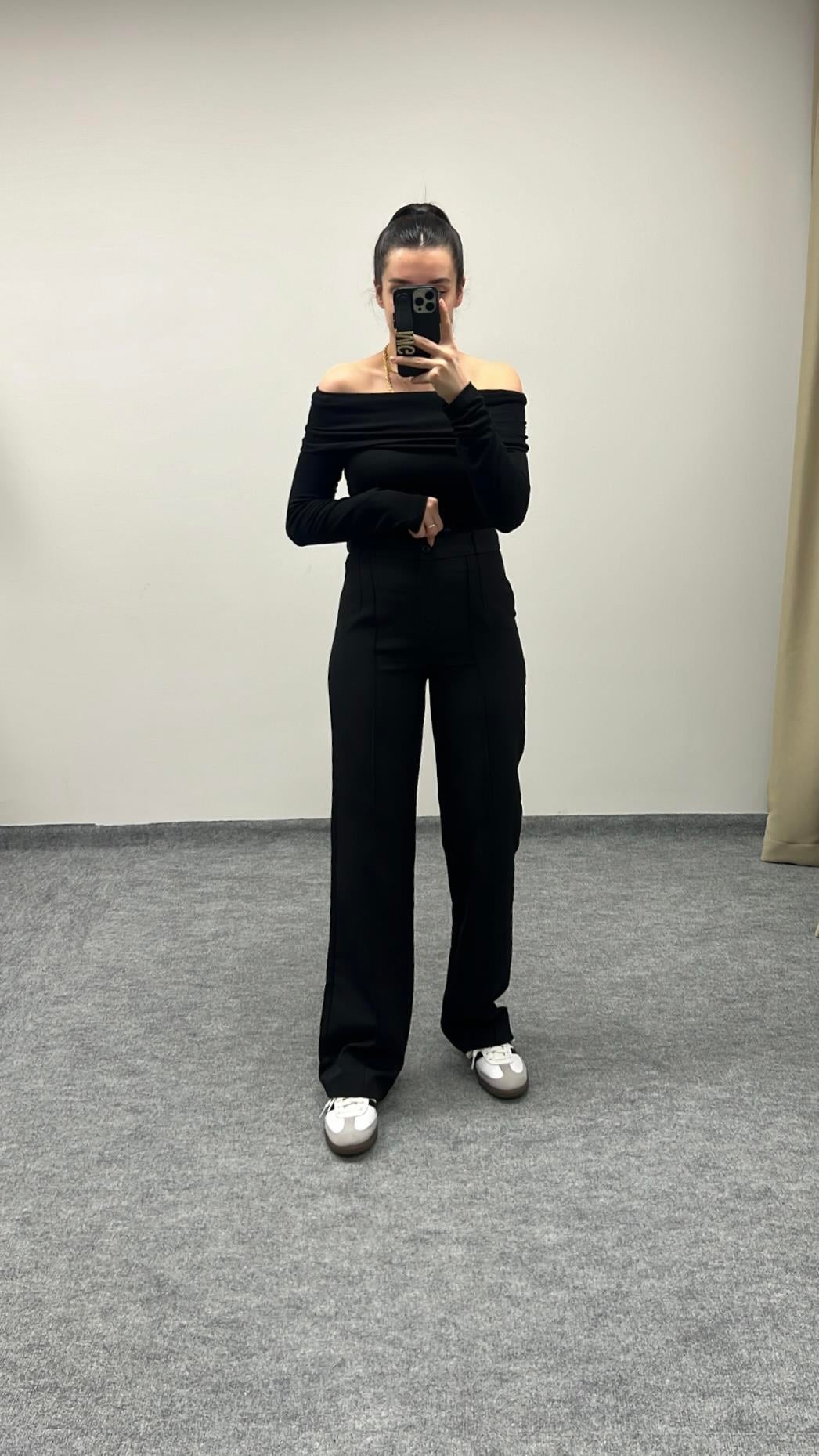 BERS SİYAH STRAIGHT KUMAŞ PANTOLON