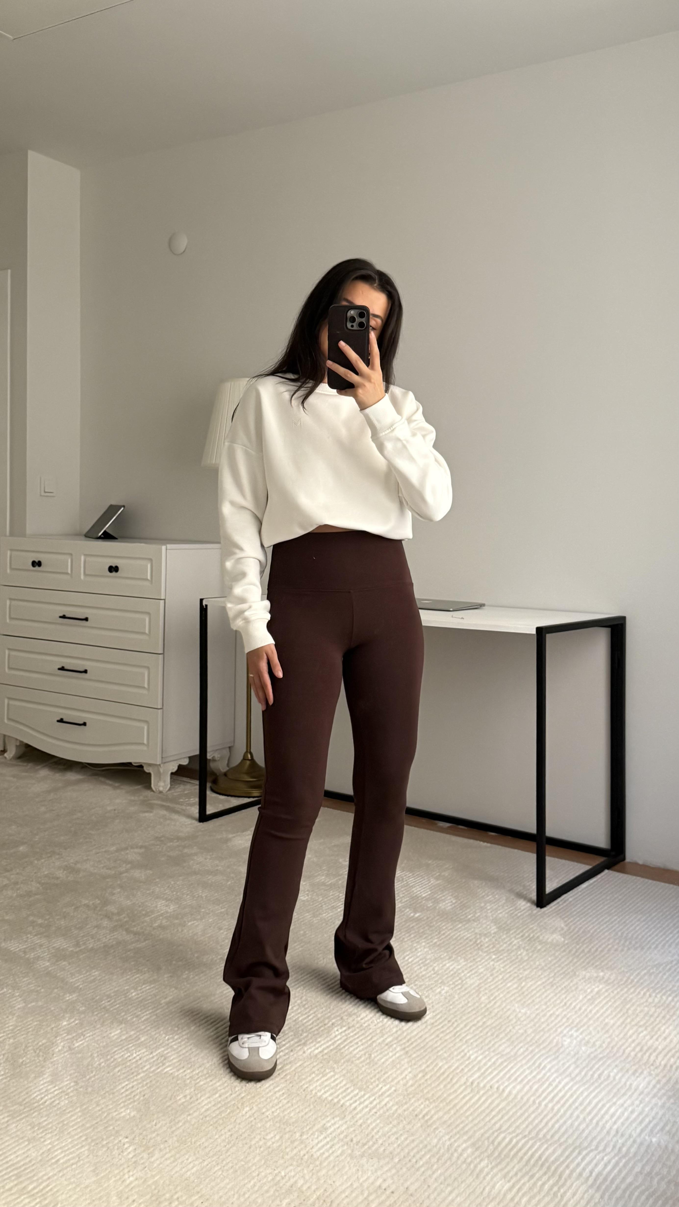 Bersh Acı Kahve Yüksek Bel Flare Tayt Pant