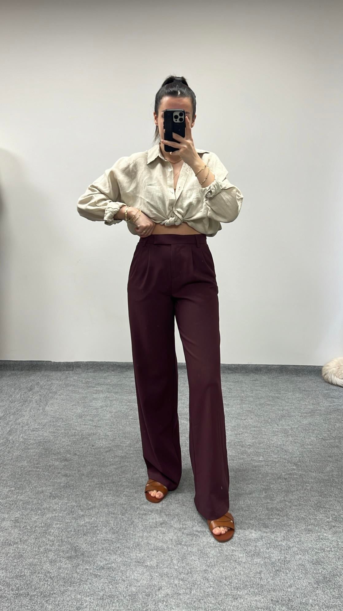 BERSH BORDO STRAIGHT FIT PANTOLON