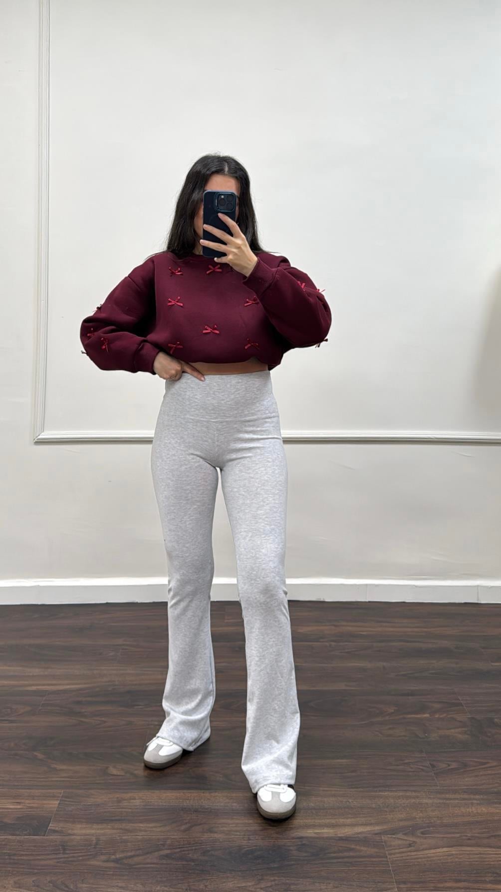 Bersh Gri Flare Tayt/Pantolon