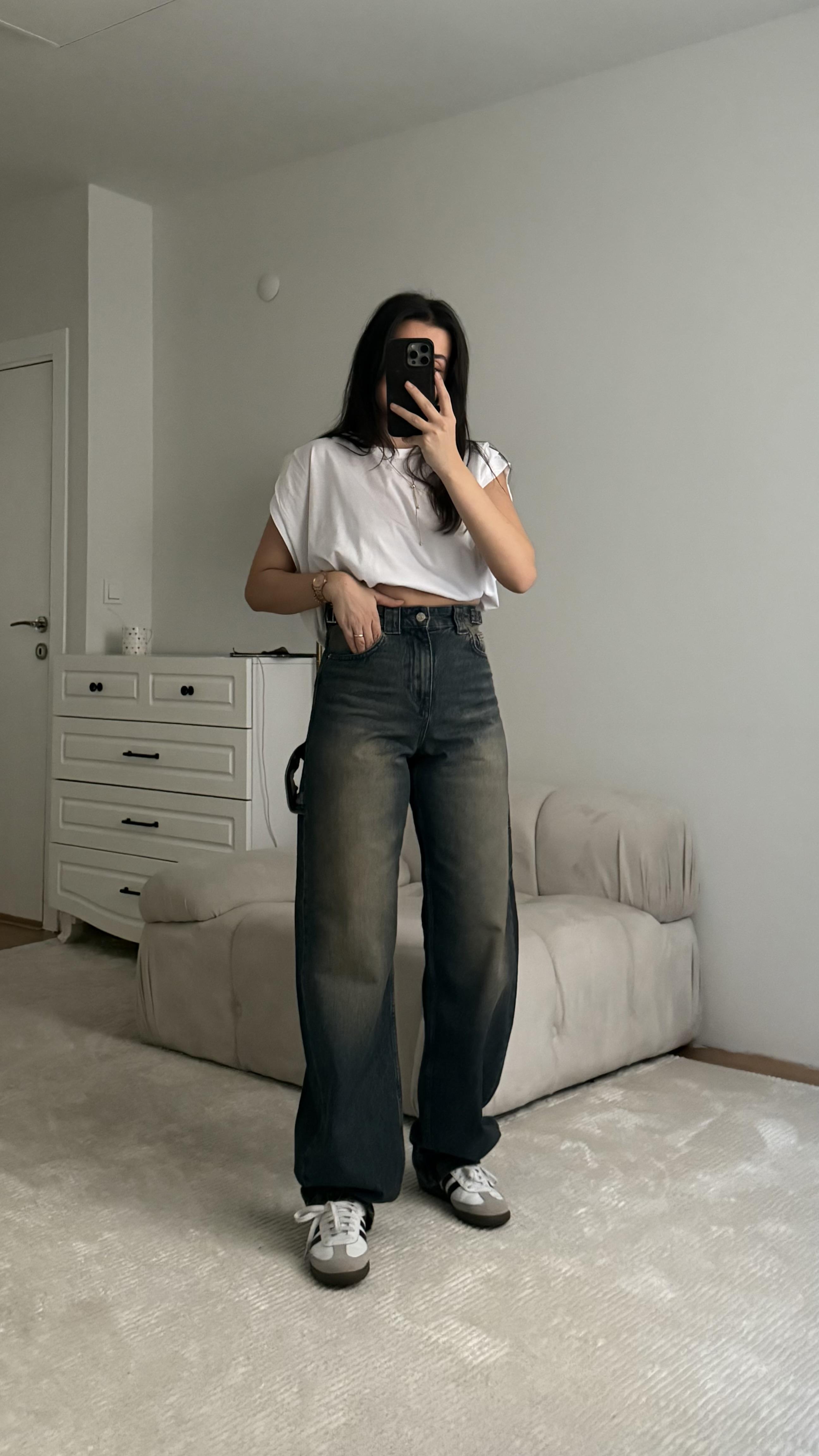 Bersh Vintage Bel Detaylı Baggy Jean