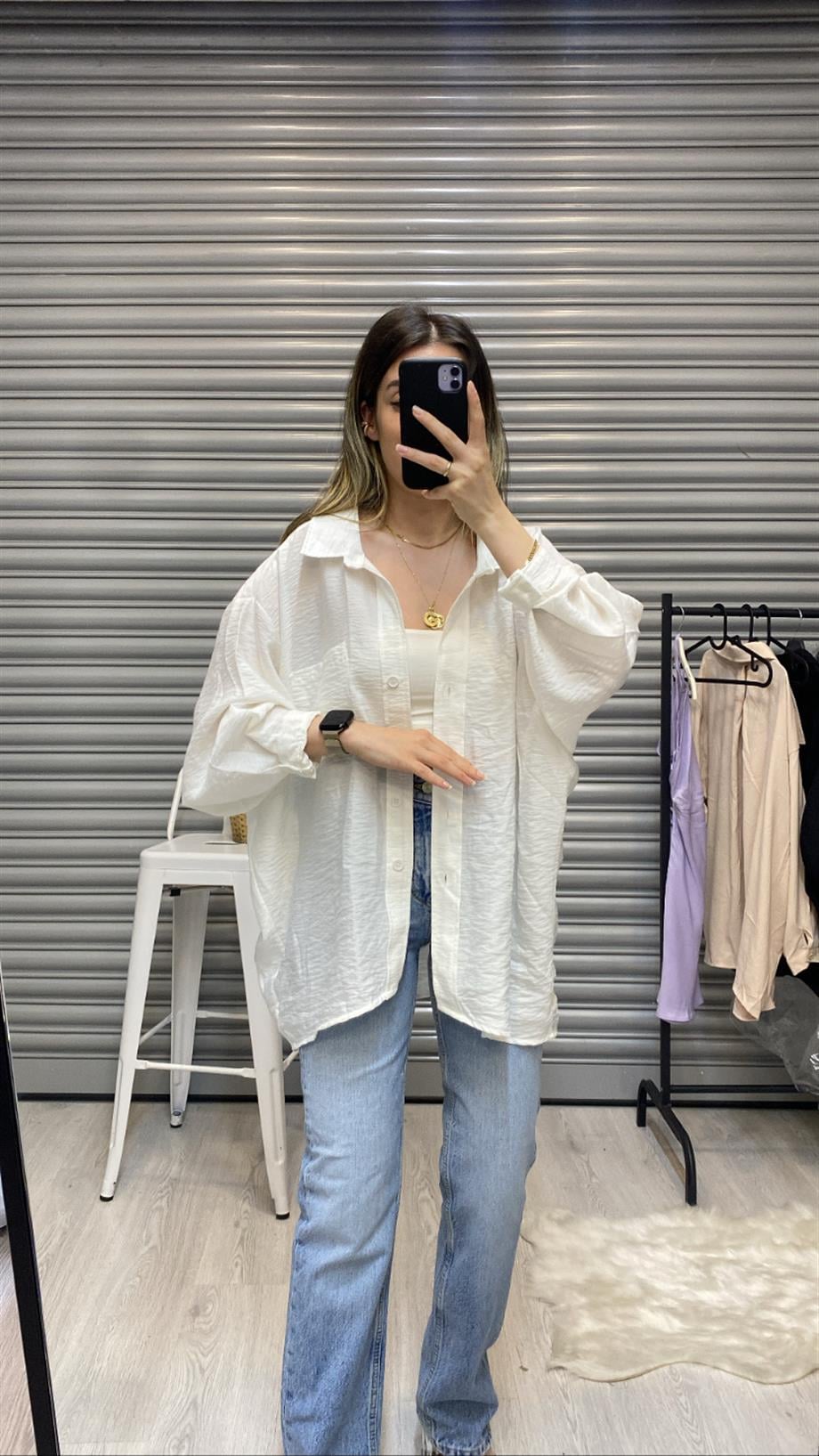 Beyaz Tensel Gömlek