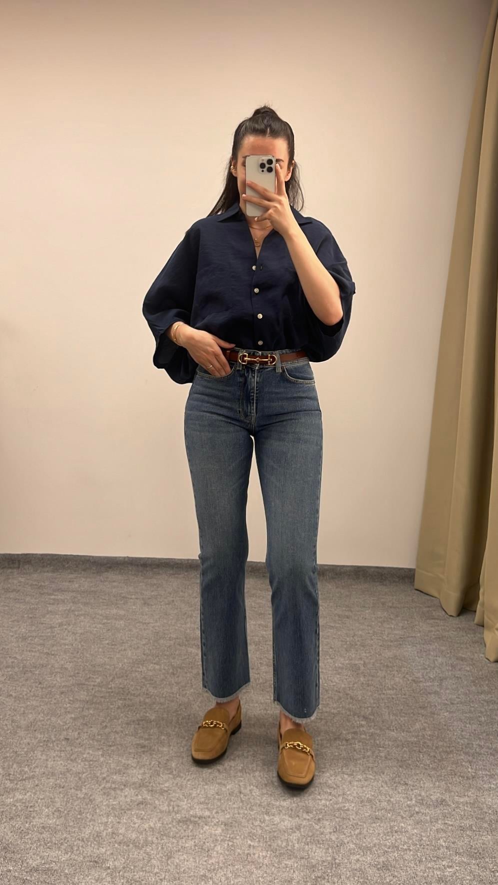 B&H Koyu Mavi Flare Jean 