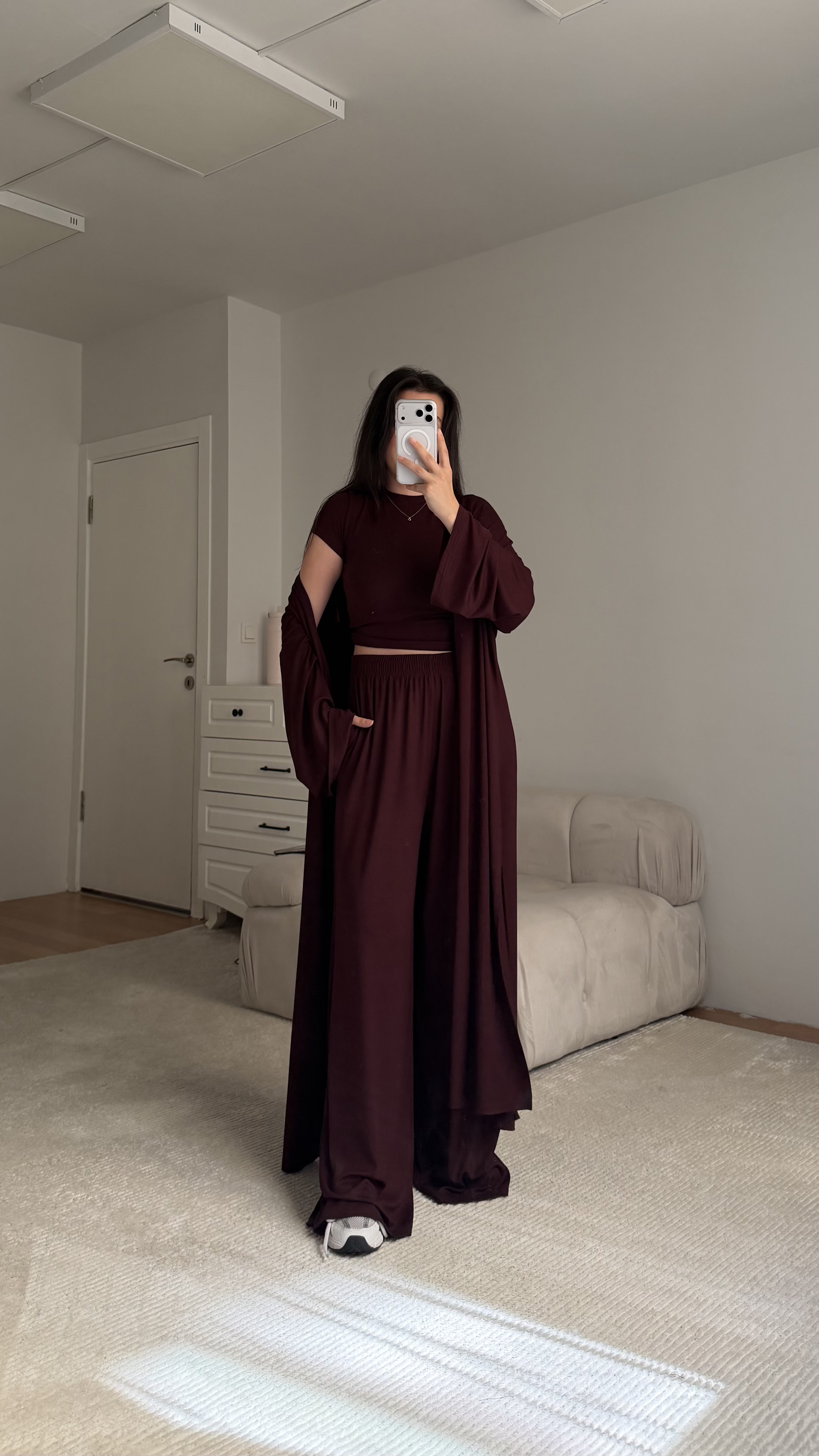 Bordo Pamuklu Penye 3'lü takım
