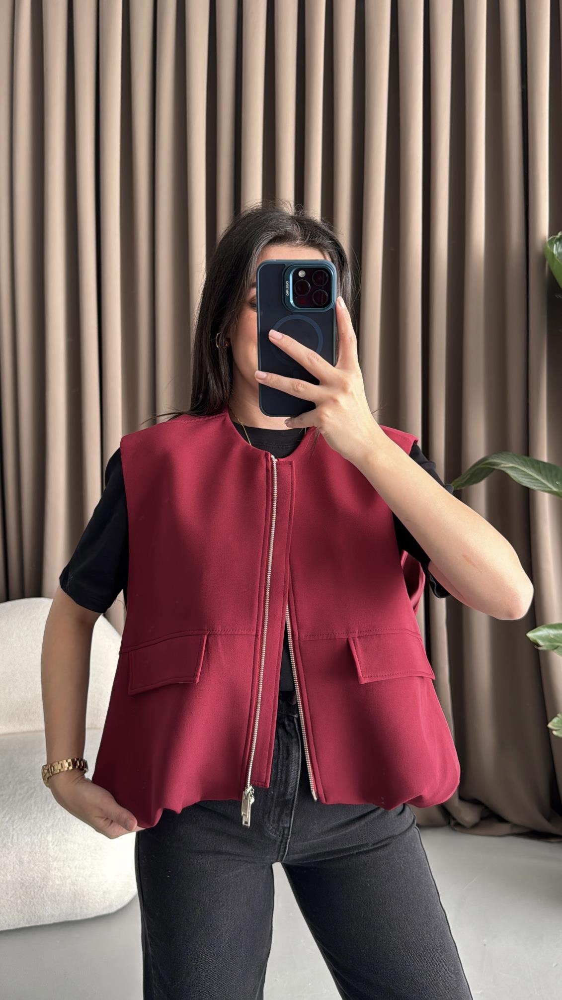 Bordo Volanlı Bomber Yelek