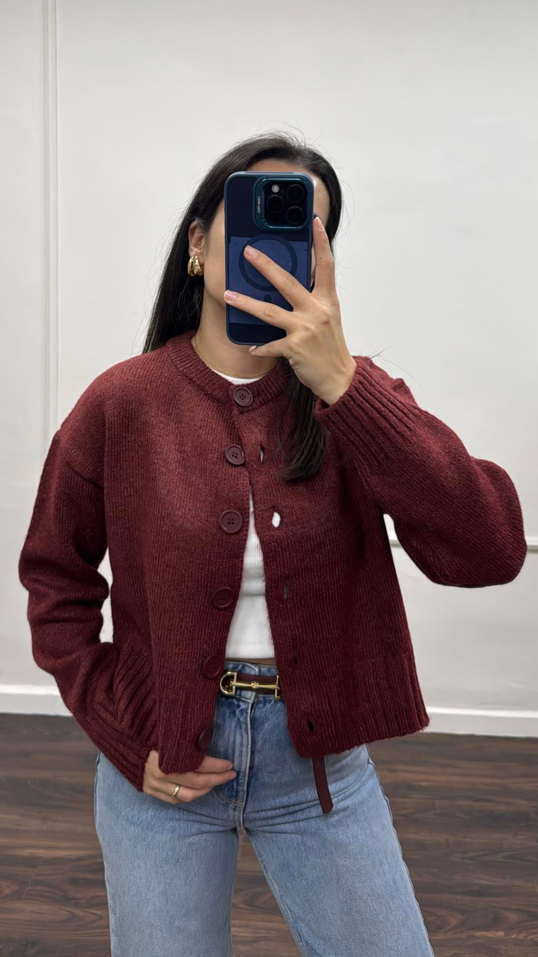 Bordo Yumuşak Triko Hırka