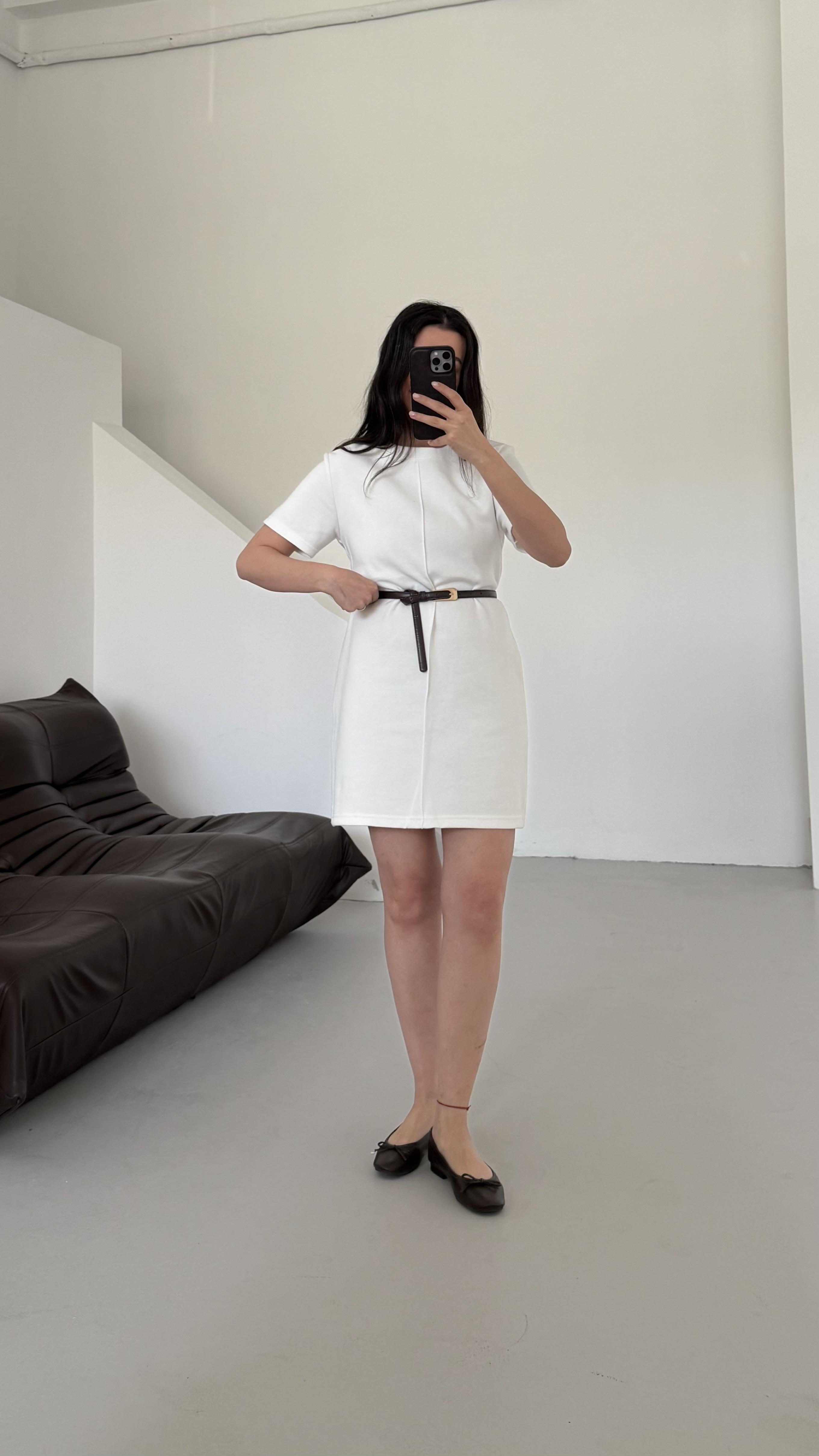 Cas Beyaz Dokulu Basıc Elbise