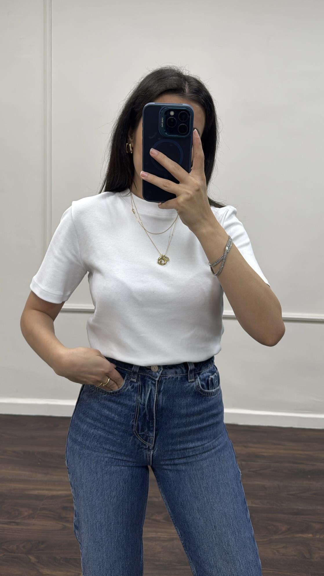 Cas Beyaz Organik Pamuk Basıc Tişört