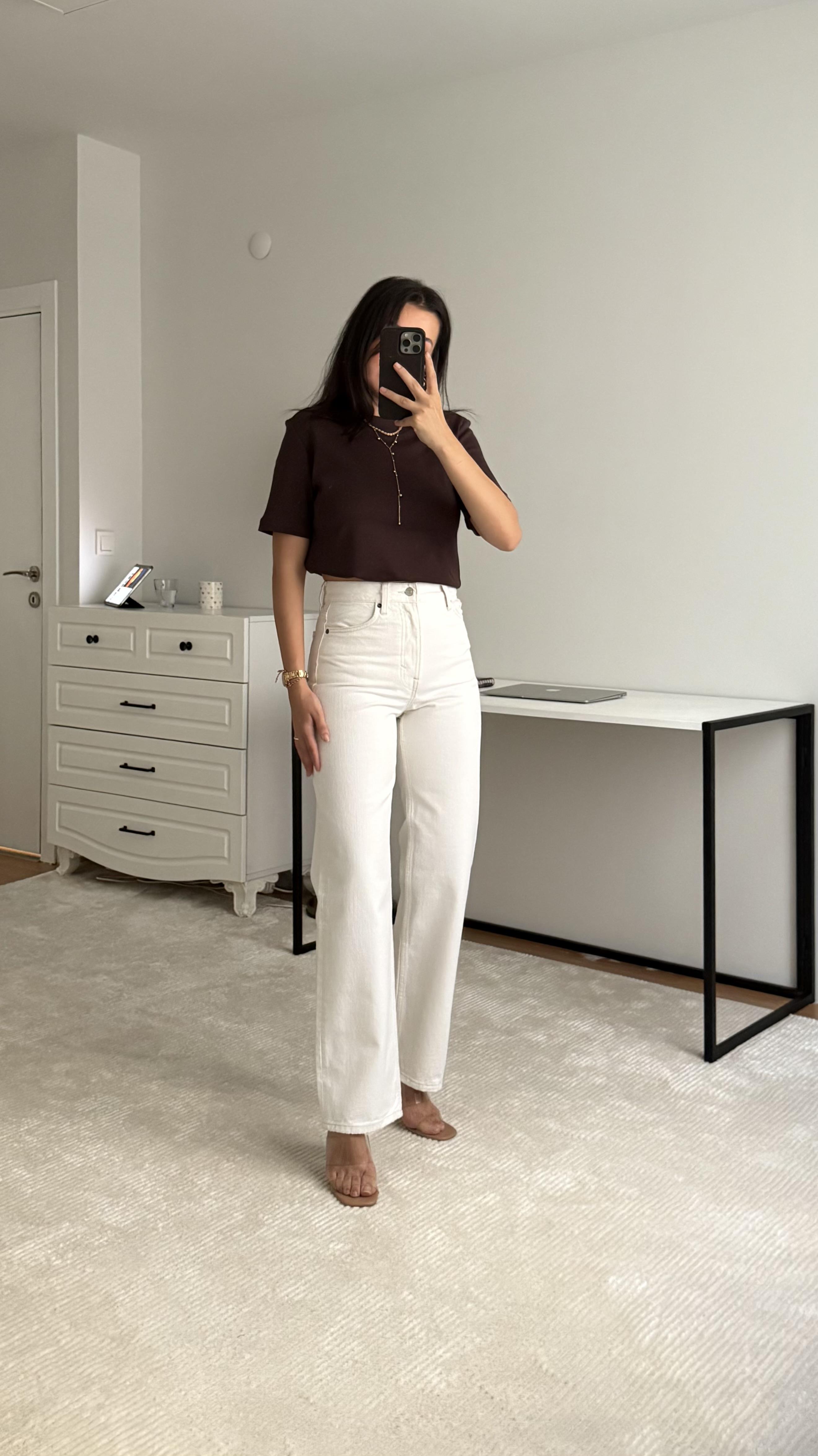 Cas Beyaz Organik Pamuk Straight Fit Jean