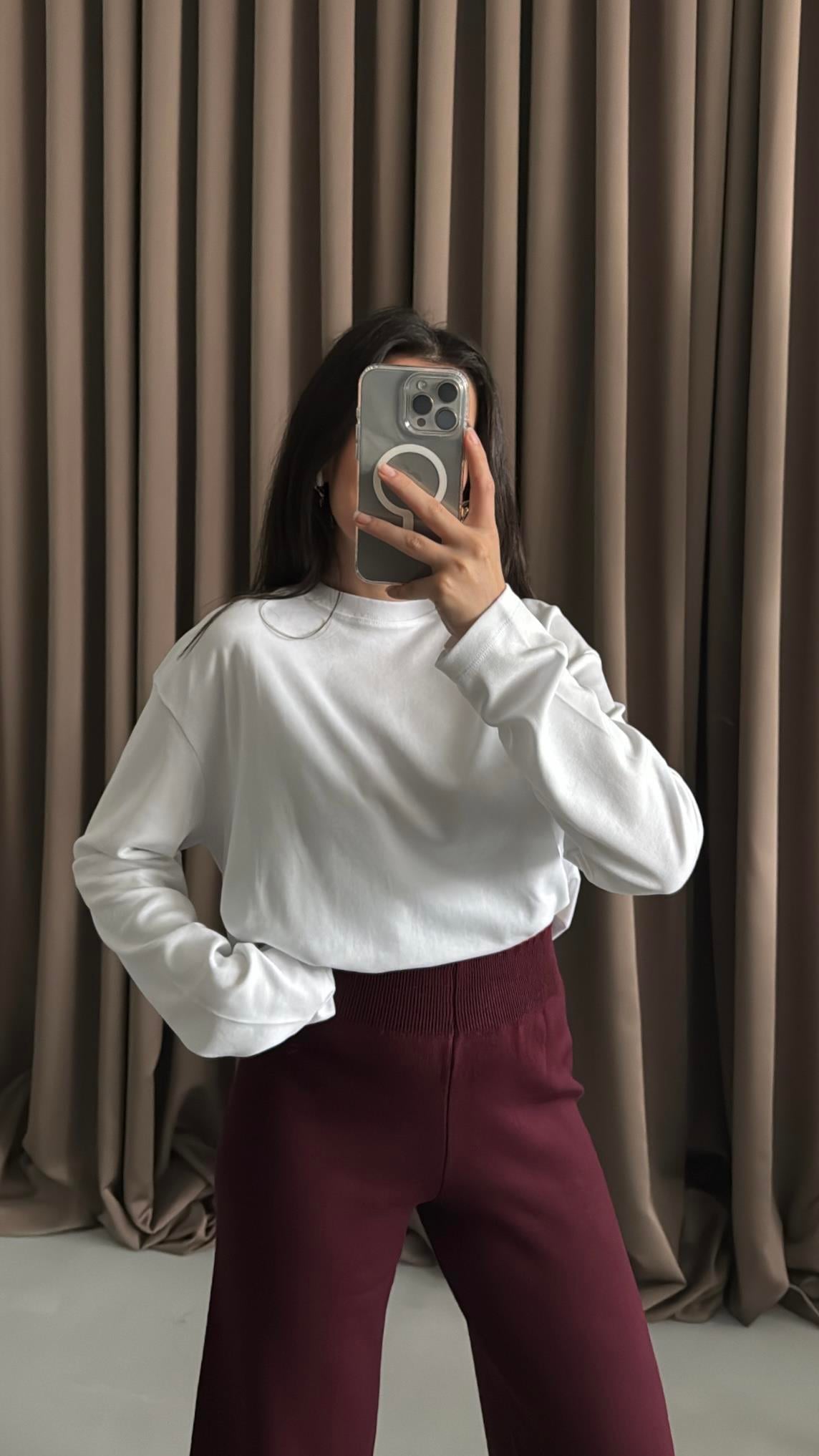 Cas Beyaz Oversize Organik Pamuk Sweatshirt