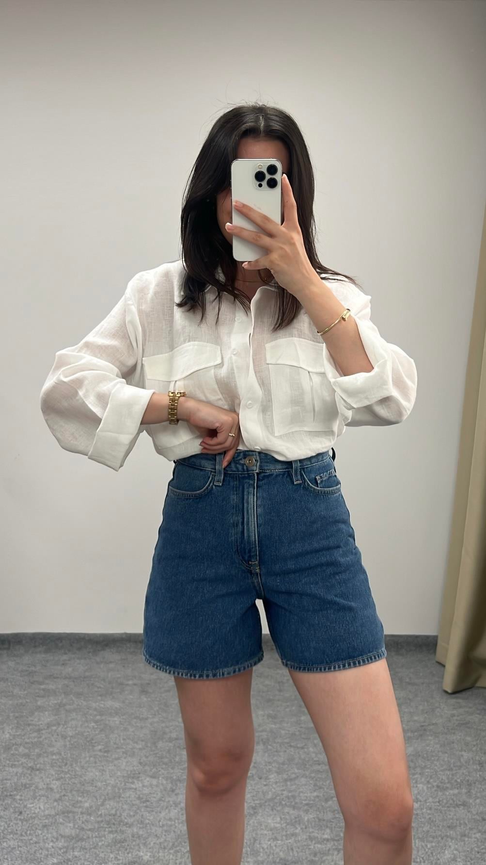 Cas Koyu Denim Mom Şort