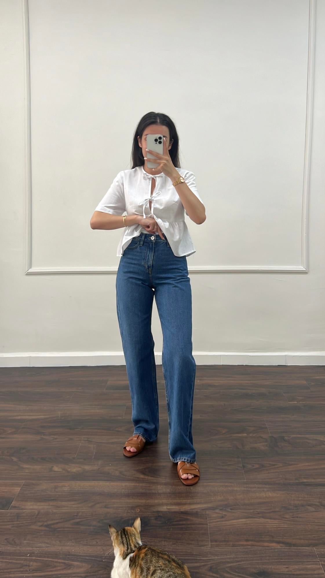 Cas Koyu Mavi Straıght Jean