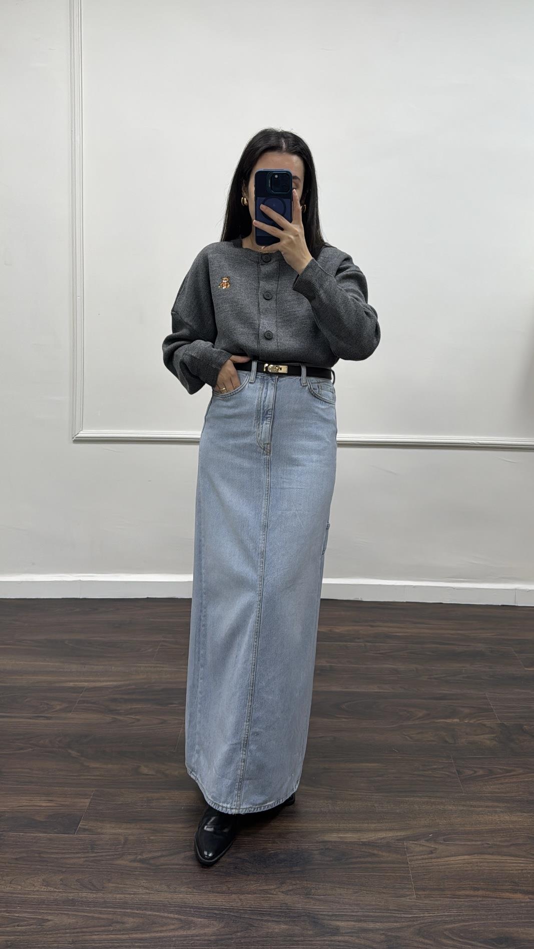 Cas Mavi Maxi Denim Etek