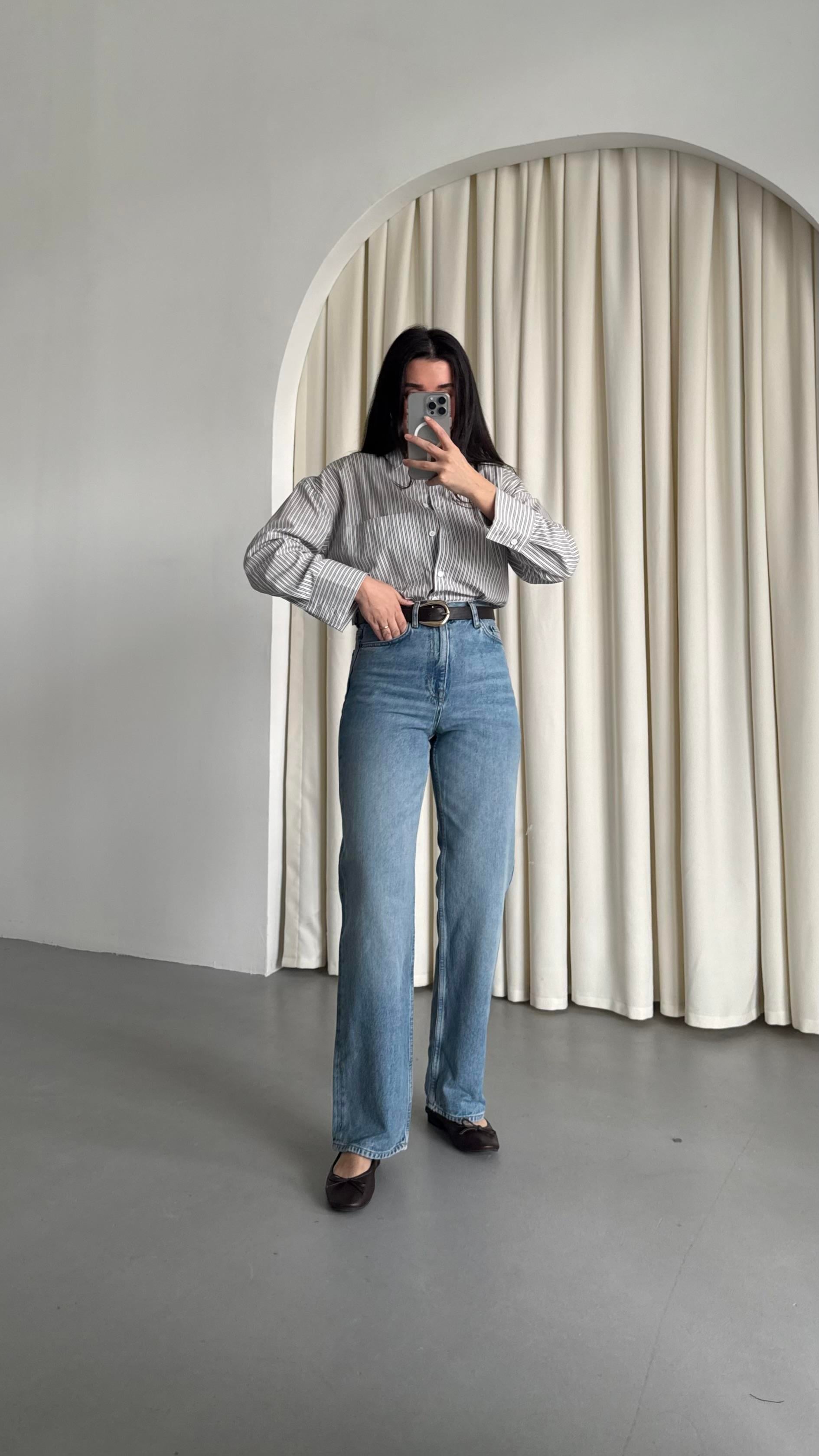 Cas Mavi Yüksek Bel Straight Jean