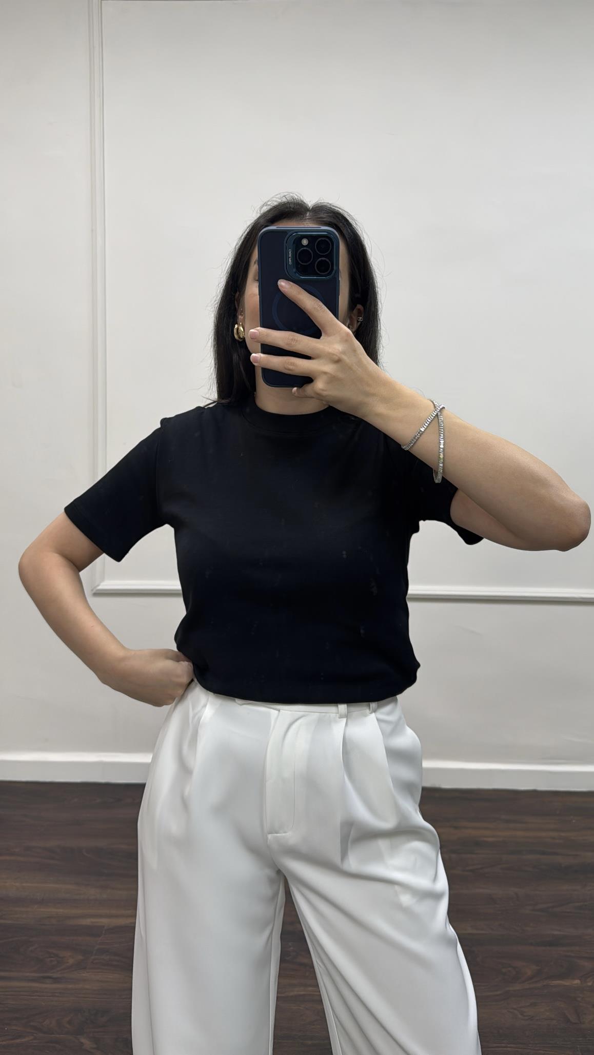 Cas Siyah Organik Pamuk Basıc Tişört