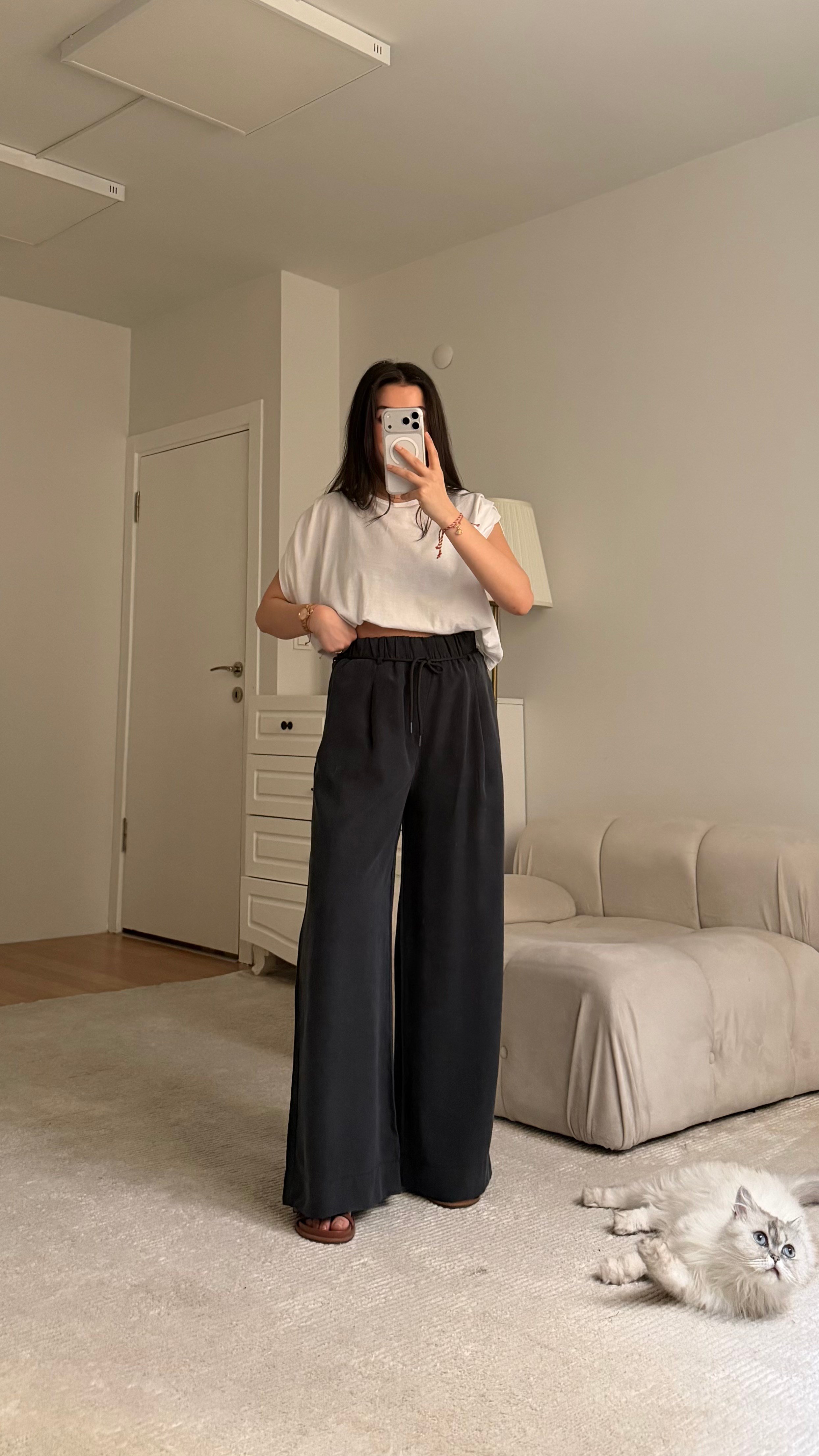 Cas Soft Laci Yüksek Bel Lastikli Rahat Kesim Pantolon 
