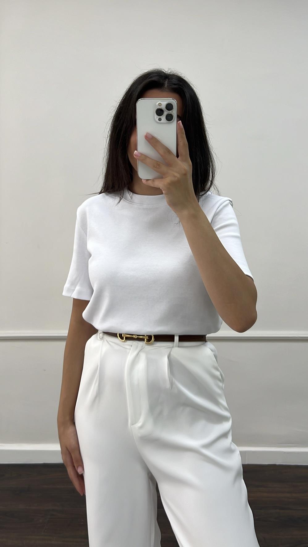 Cast Beyaz Organik Pamuk Basıc Tişört