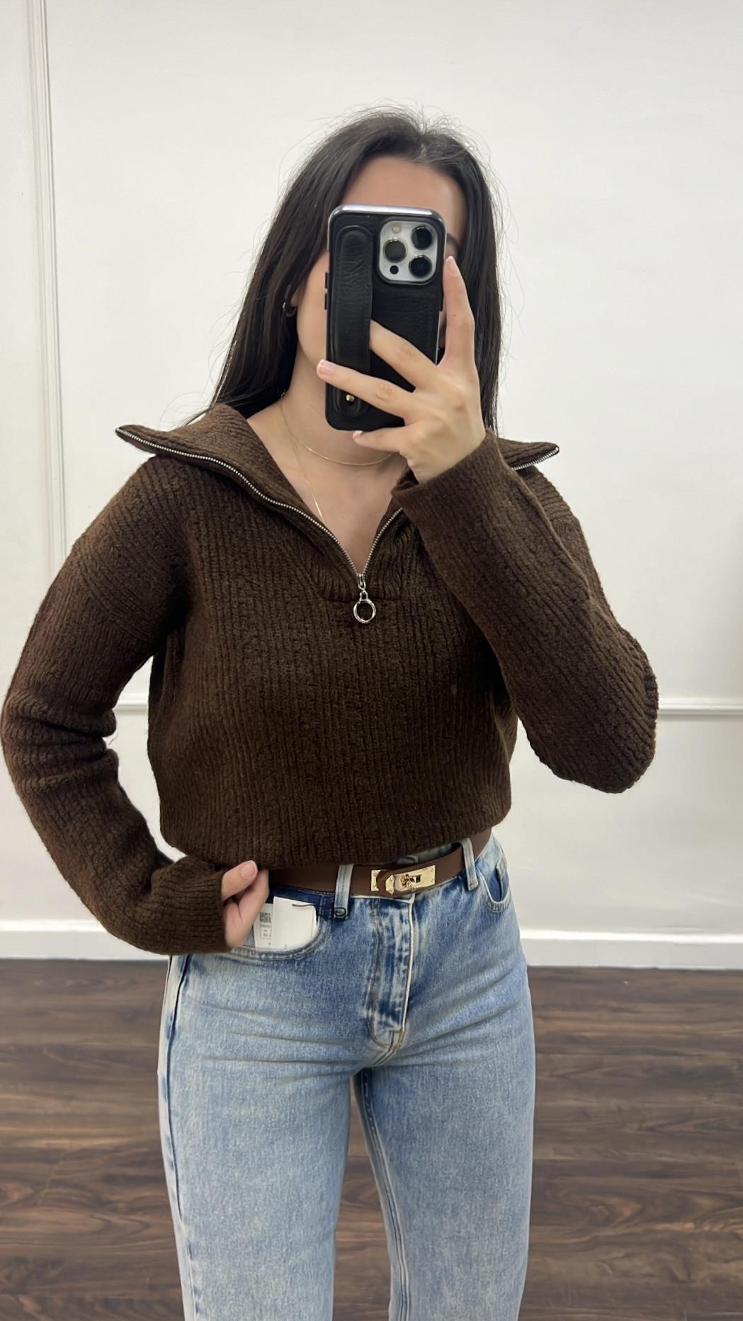 Chko Acı Kahve Dik Yaka Kazak