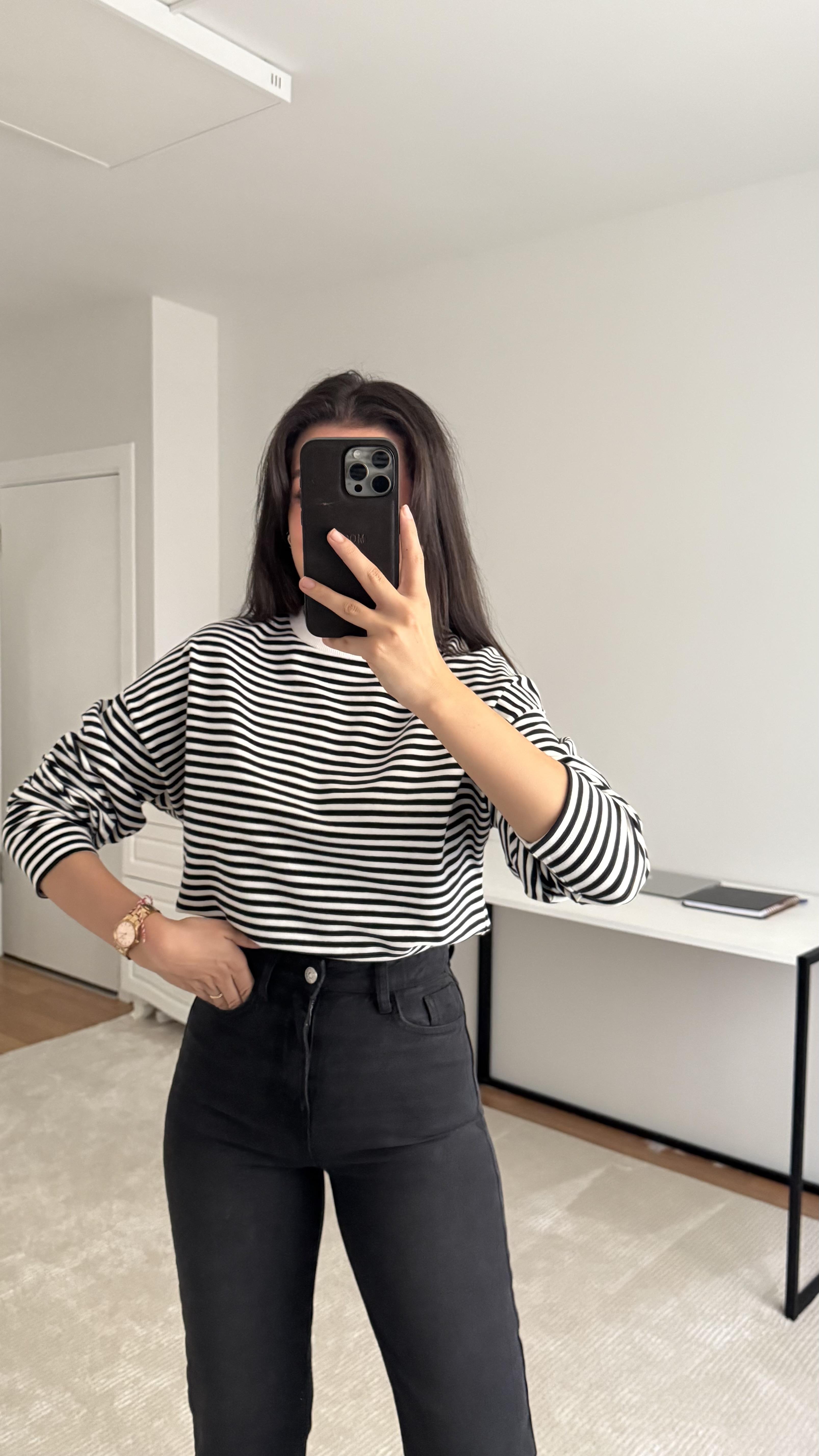 Çizgili Uzun Kol Sweatshirt