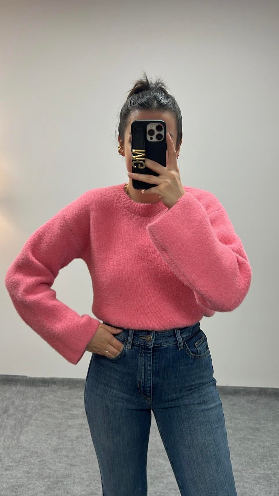 CLUB PEMBE TÜYLÜ KAZAK