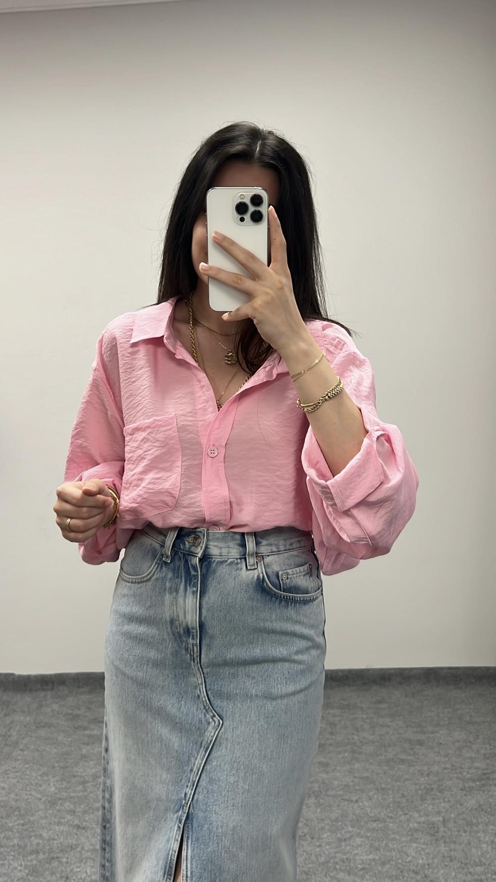 Dabi Pembe Tensel Gömlek