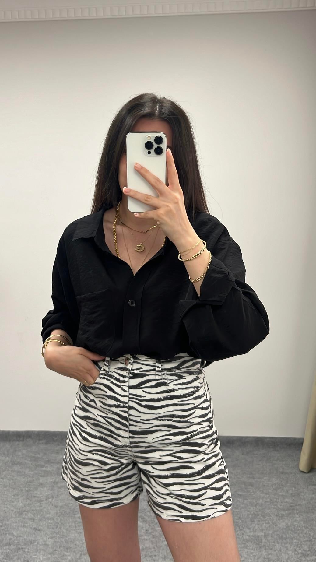 Dabi Siyah Tensel Gömlek