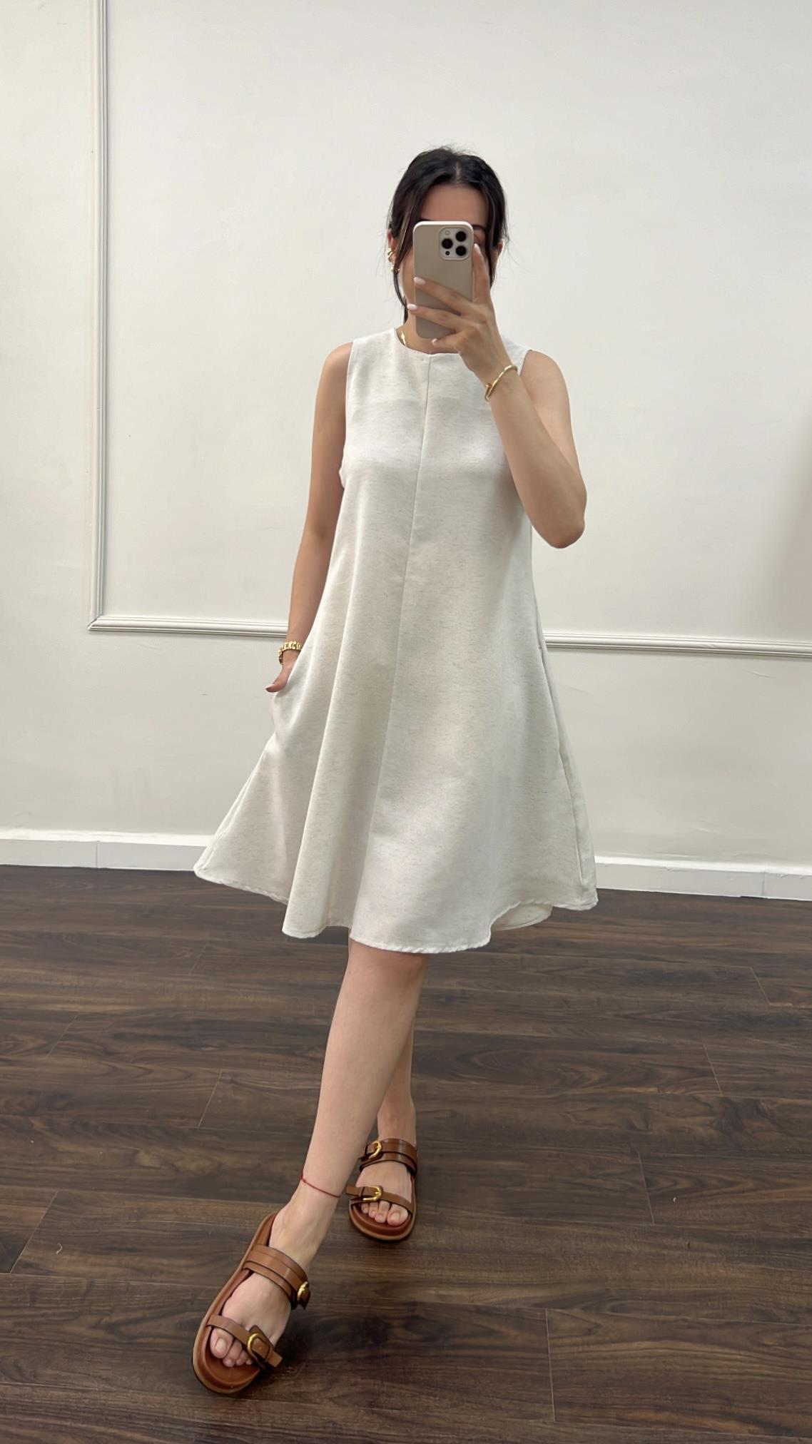 Dak Natural Ham Keten Elbise 