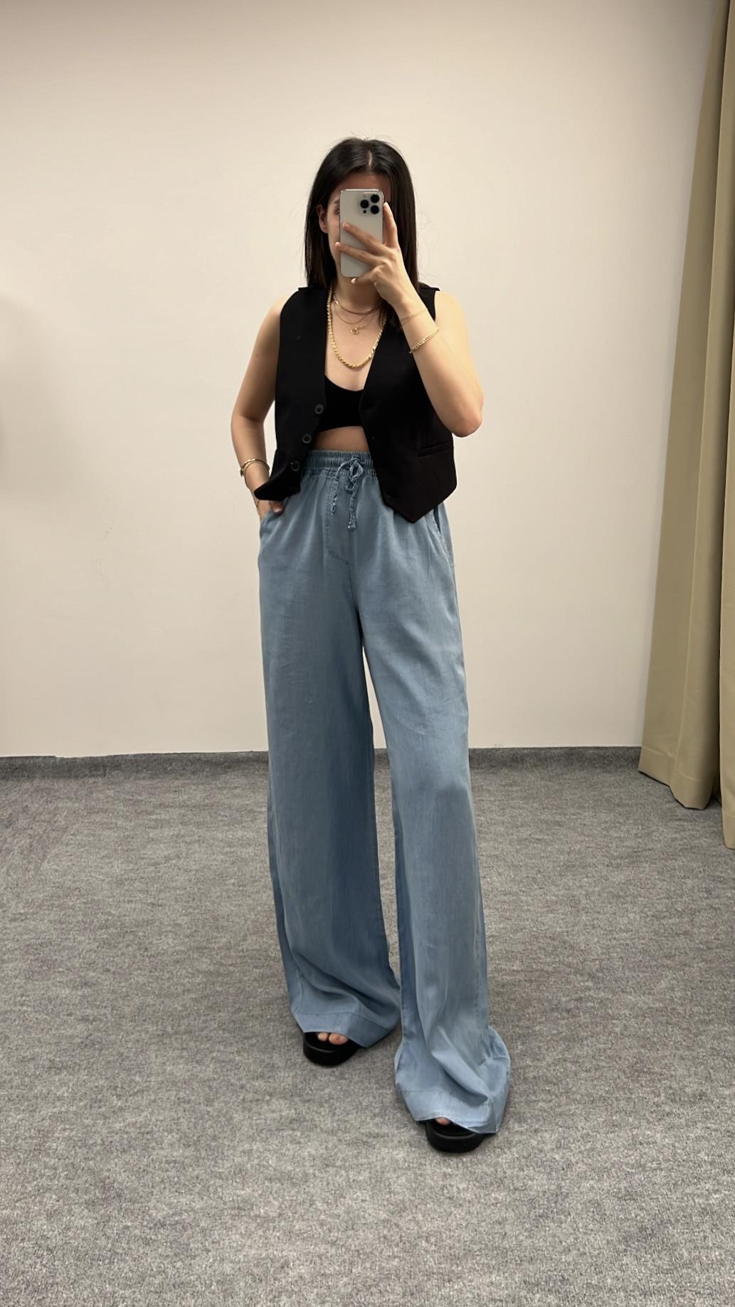 DENİM %100 TENSEL PALAZZO PANTOLON