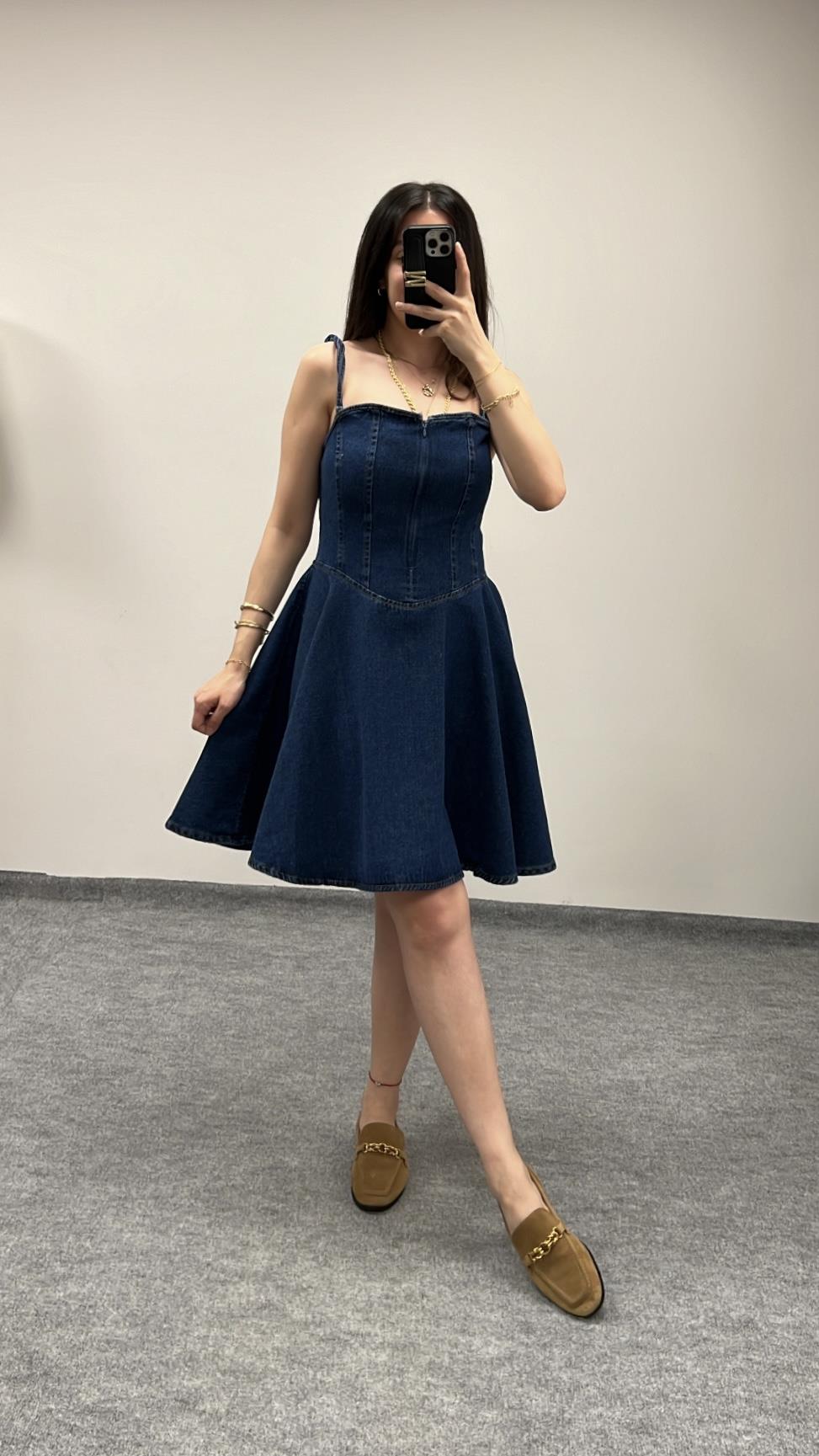Denim Korse Detay Elbise