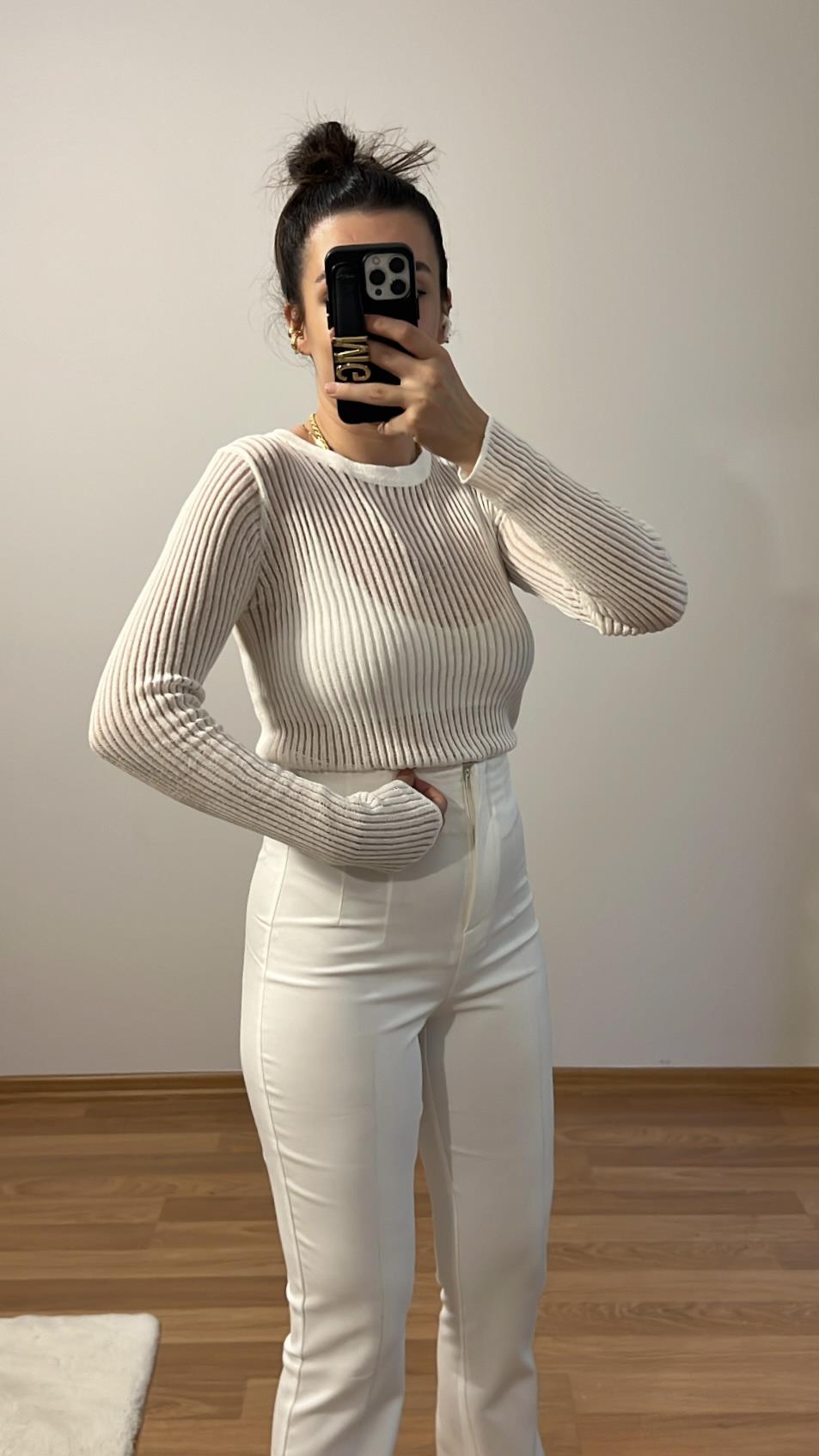 DİLVİN BEYAZ TRANSPARAN TRİKO 