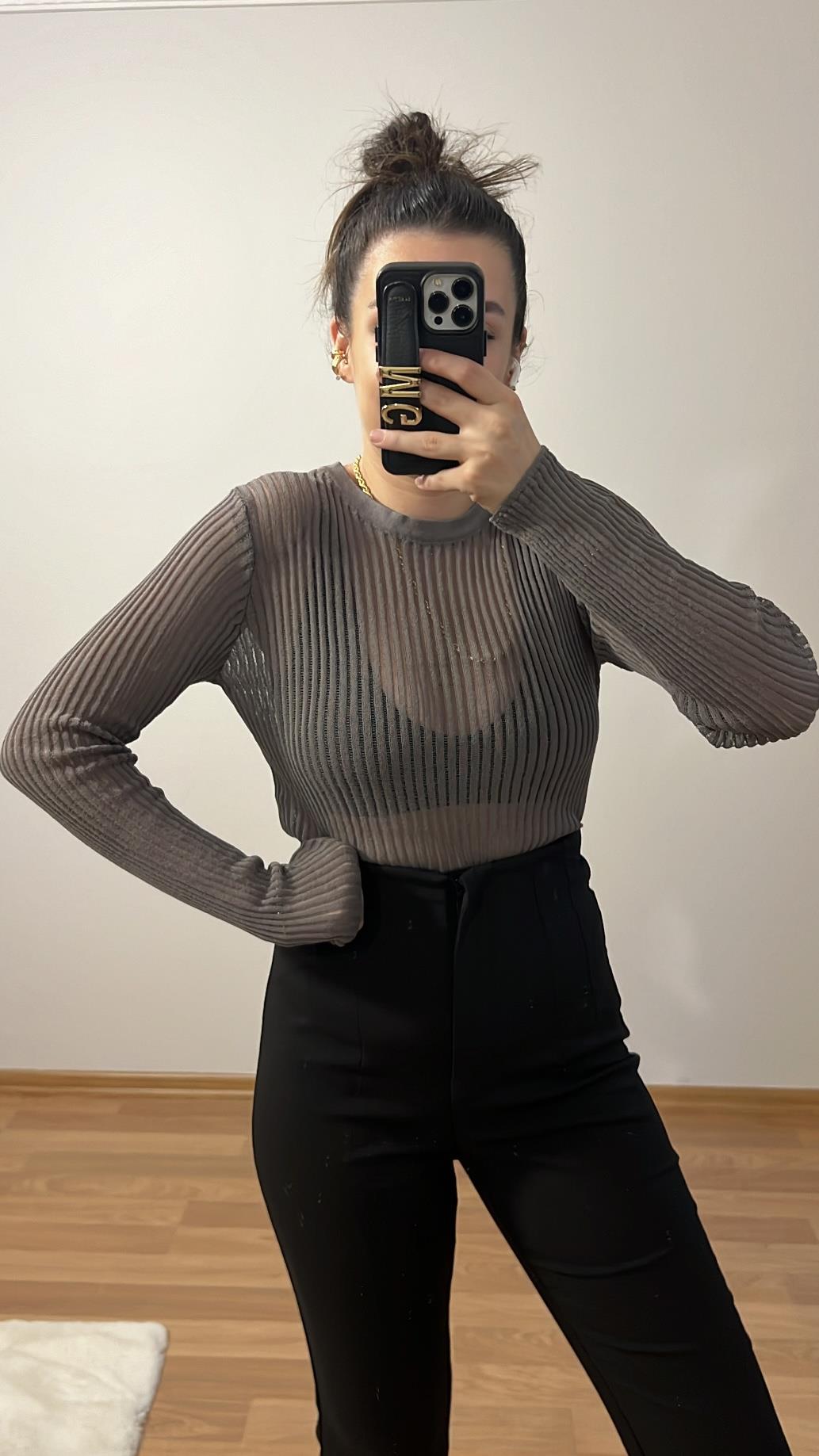 DİLVİN GRİ TRANSPARAN TRİKO