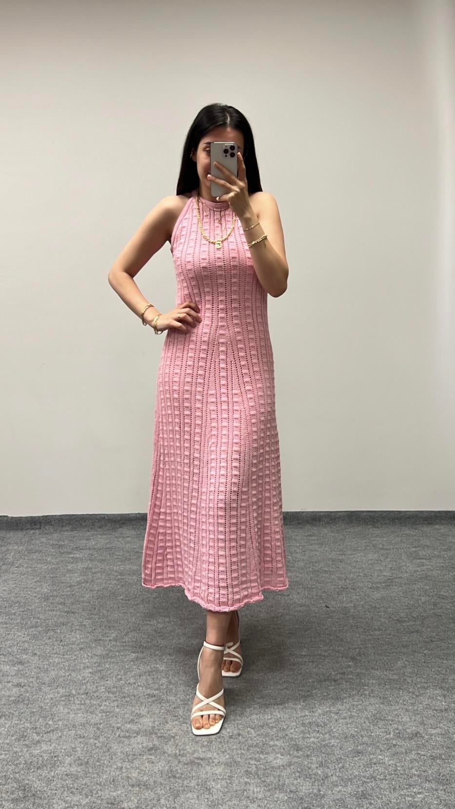 Diva Pembe Triko Elbise