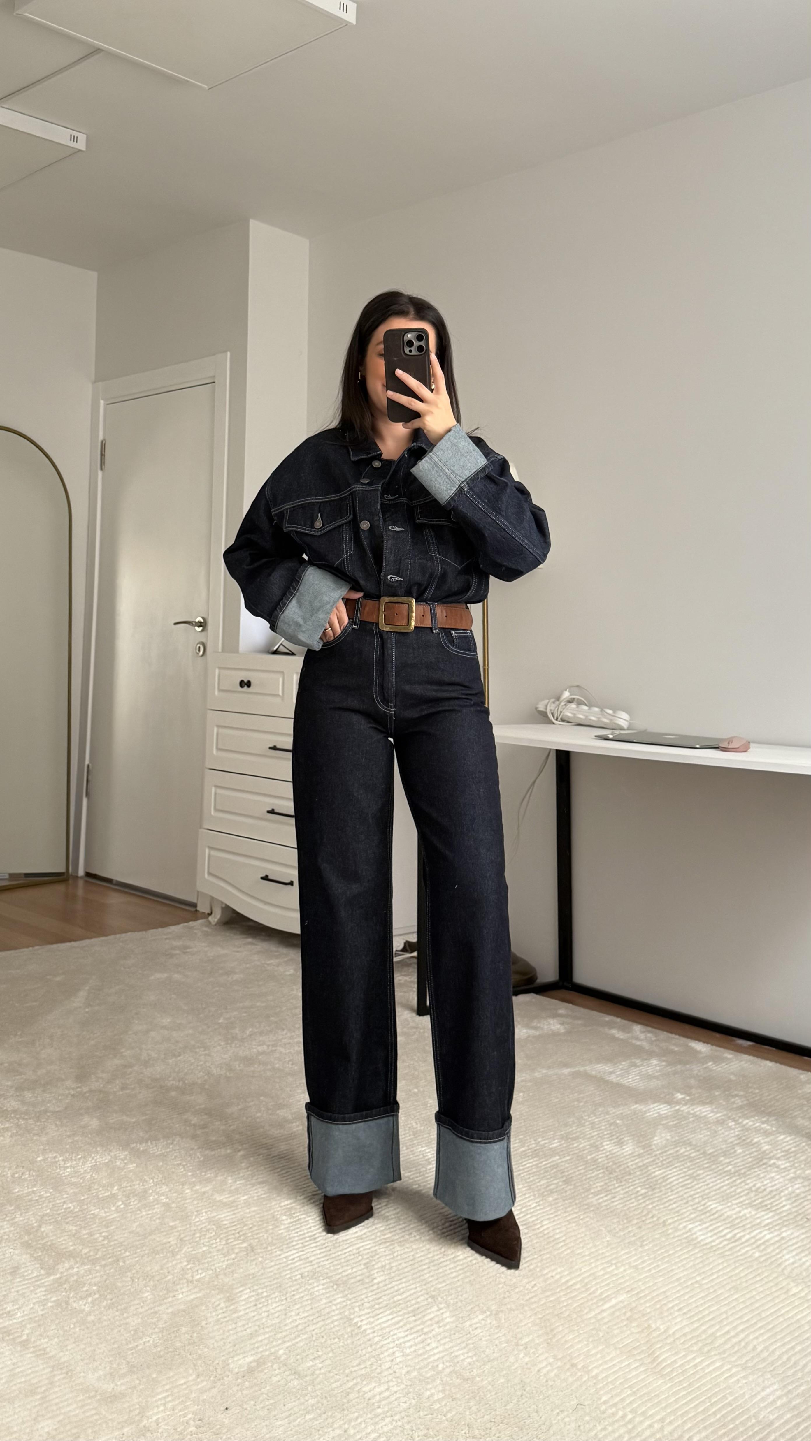 DK Rins Yıkamalı Denim Ceket Jean Pantolon Takım