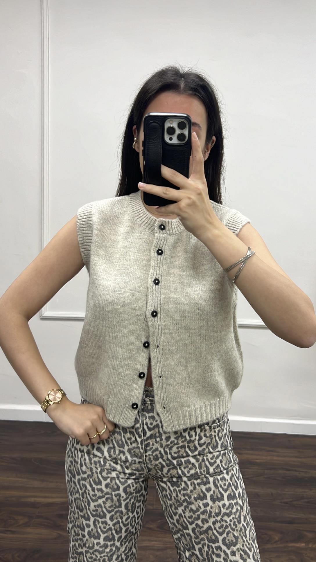 Duka Soft Triko Küçük Düğmeli Yelek