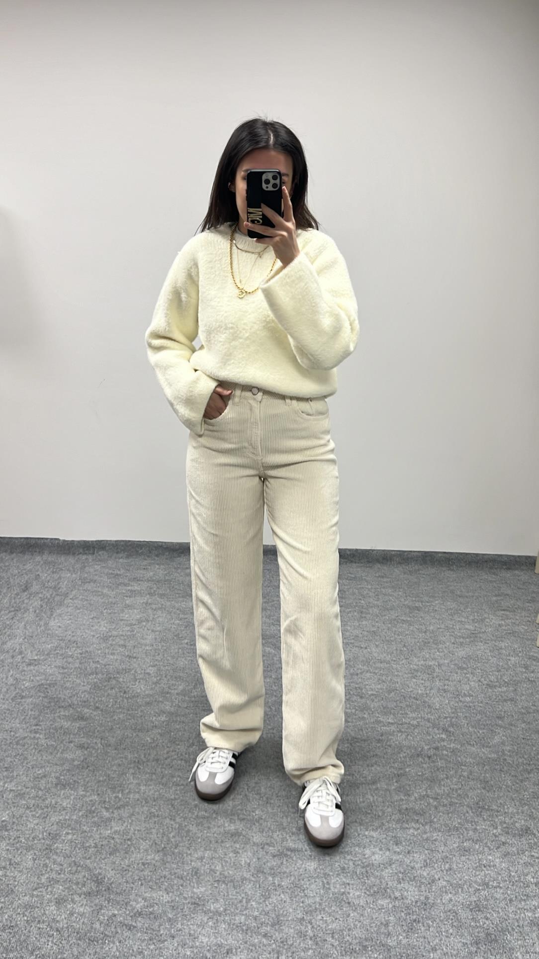 EKRU KADİFE STRAIGHT JEAN